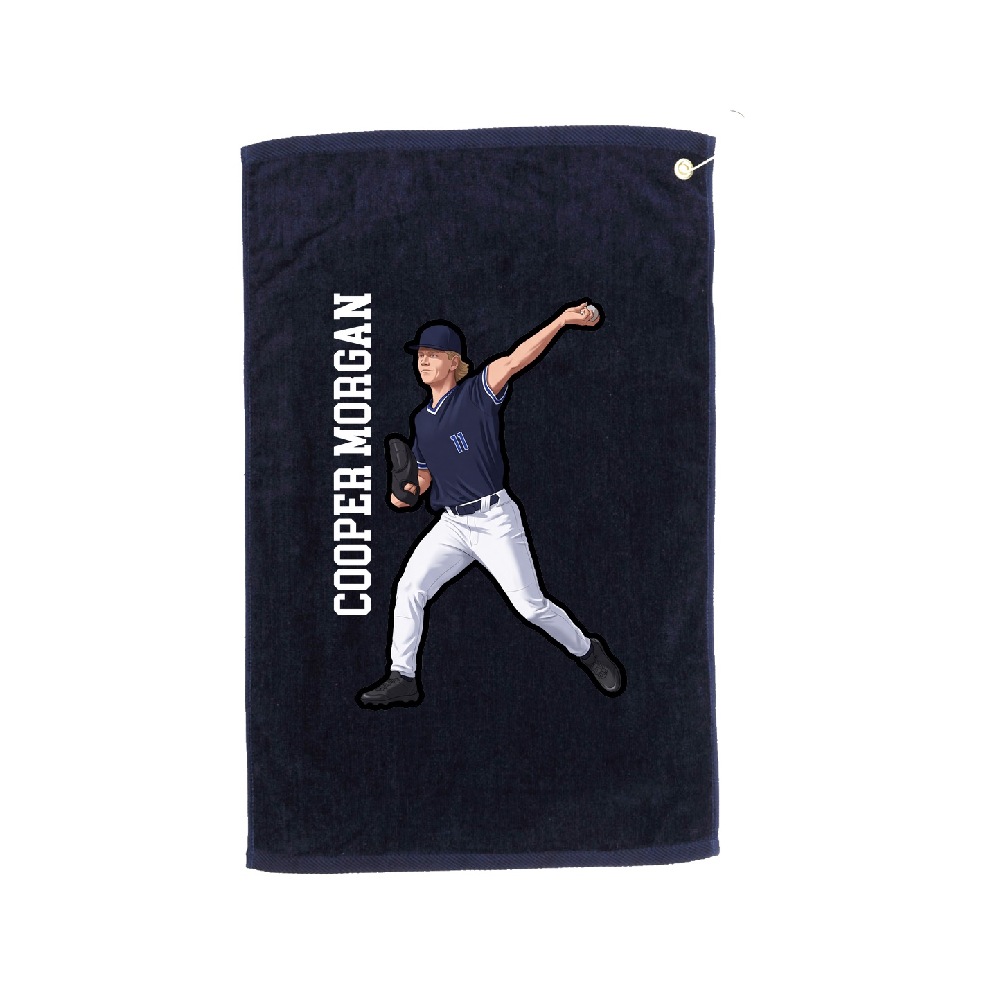 Golf Towel — Name Vertical in Navy