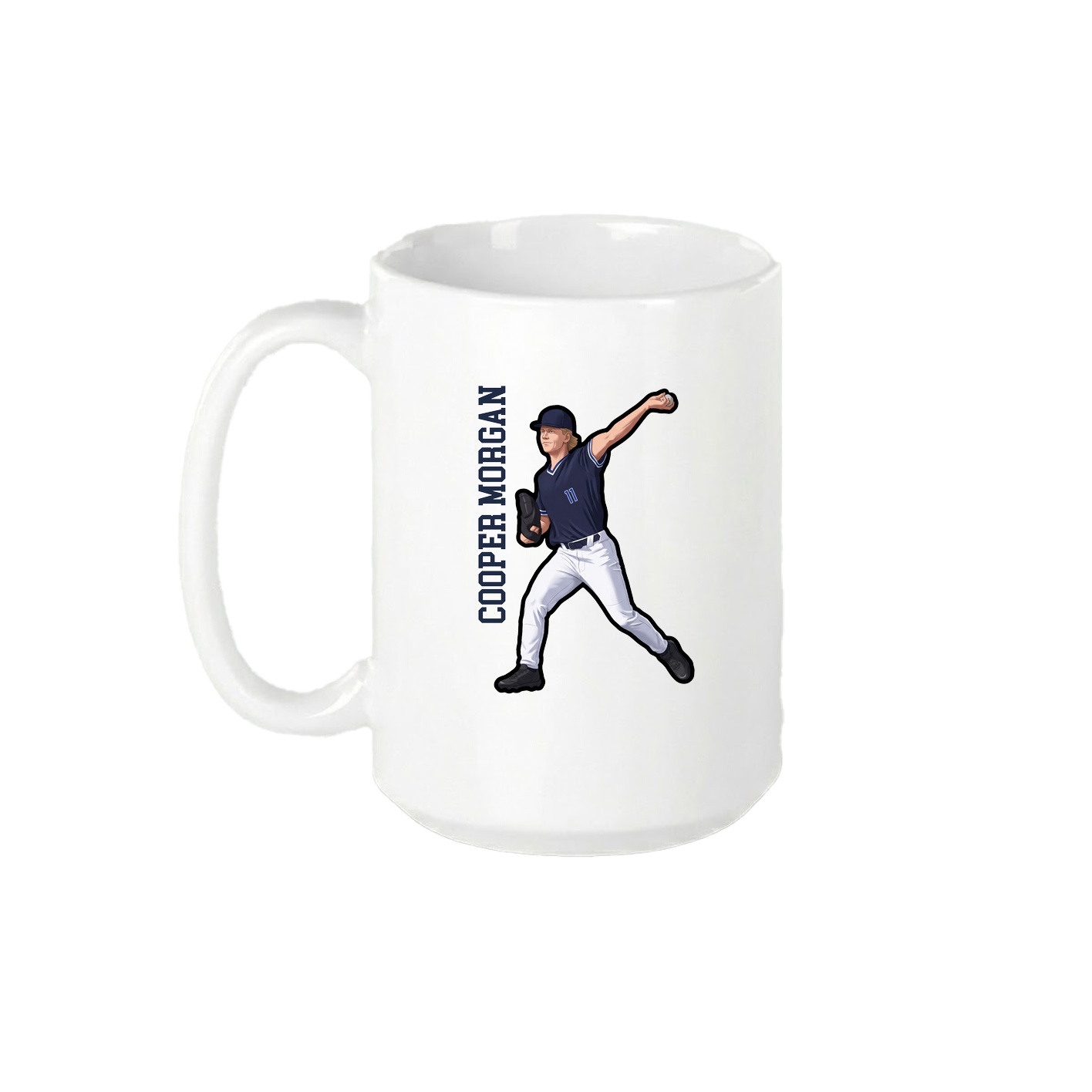 15oz Coffee Mug — Name Vertical in White