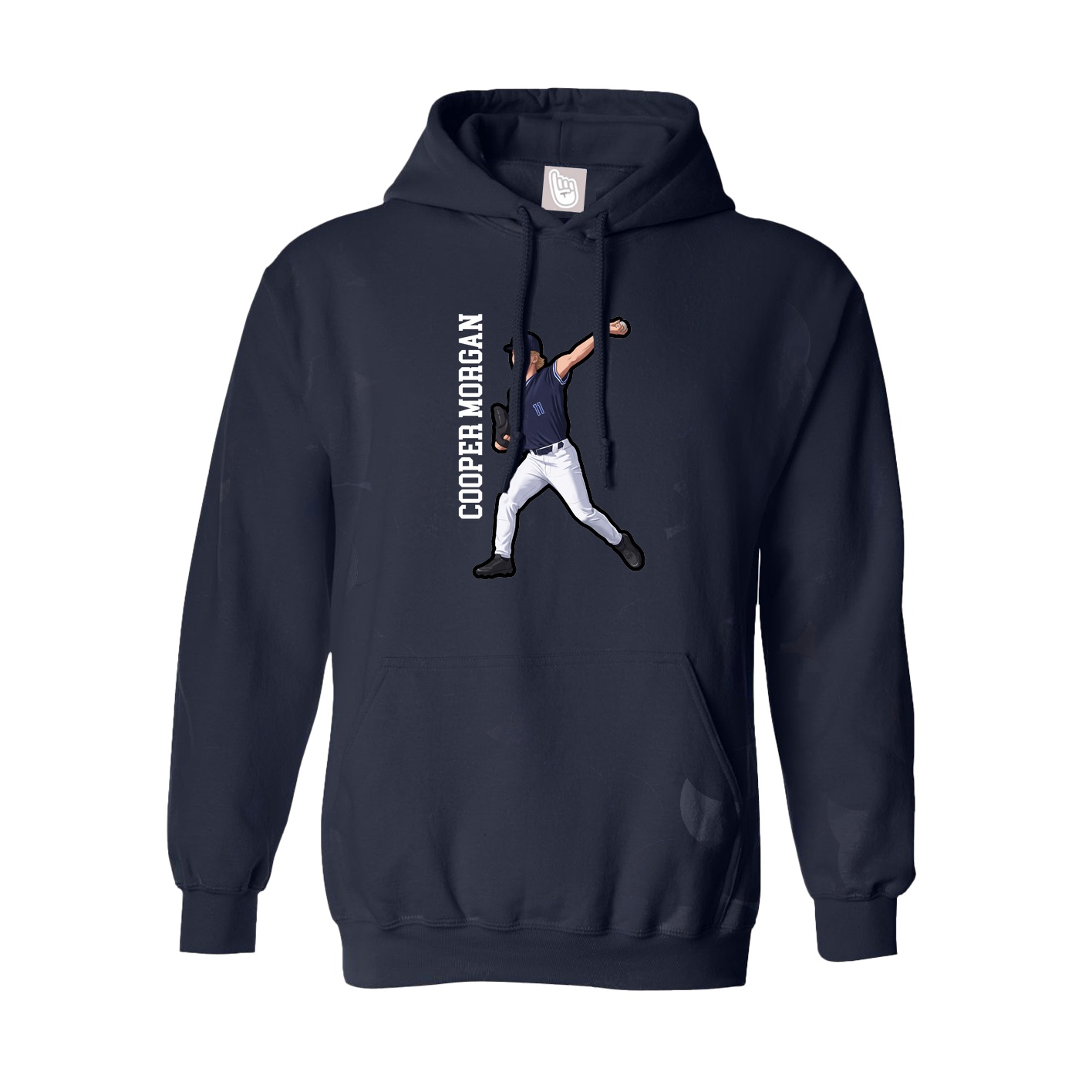 Youth Hoodie — Name Vertical in Navy