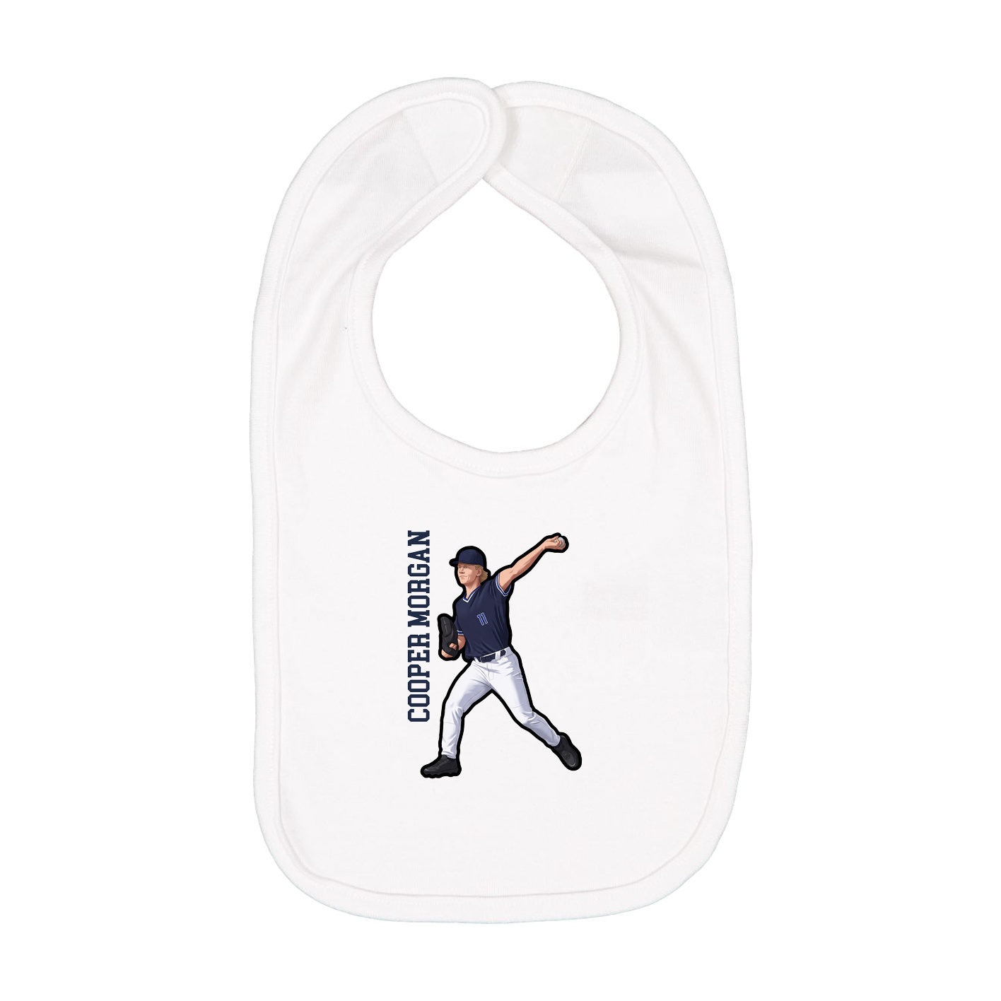 Infant Bib — Name Vertical in White