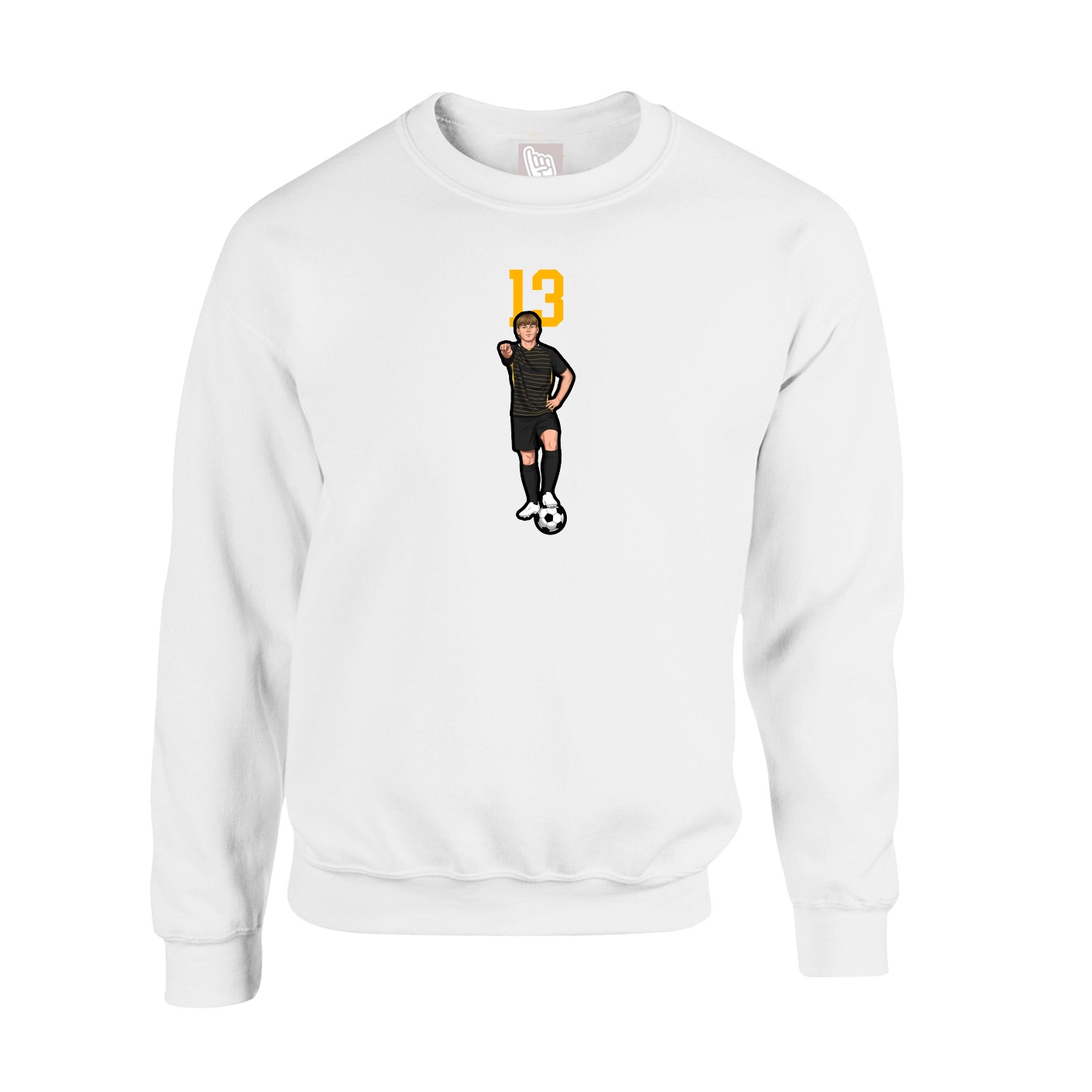 Fleece Crew — Number Top in White