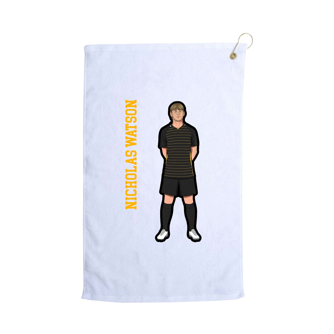 Golf Towel — Name Vertical in White