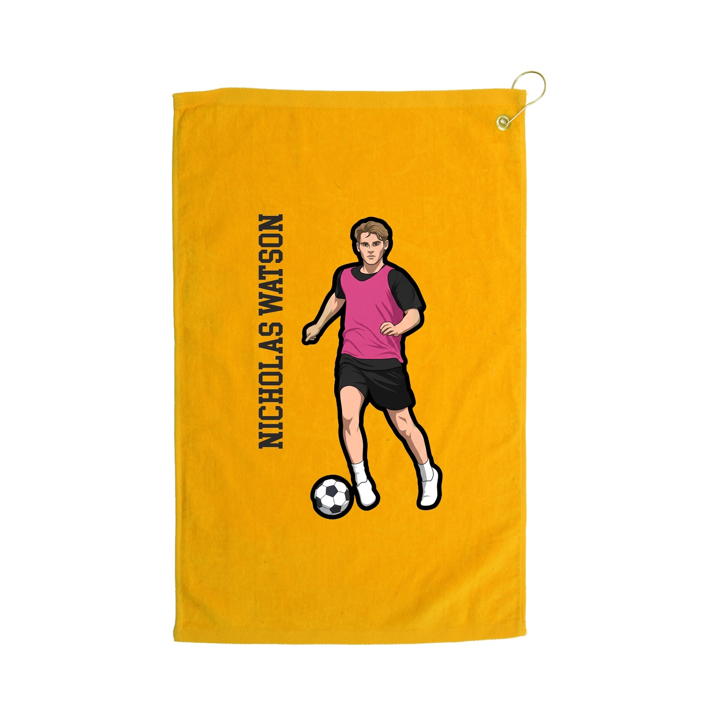 Golf Towel — Name Vertical in Gold