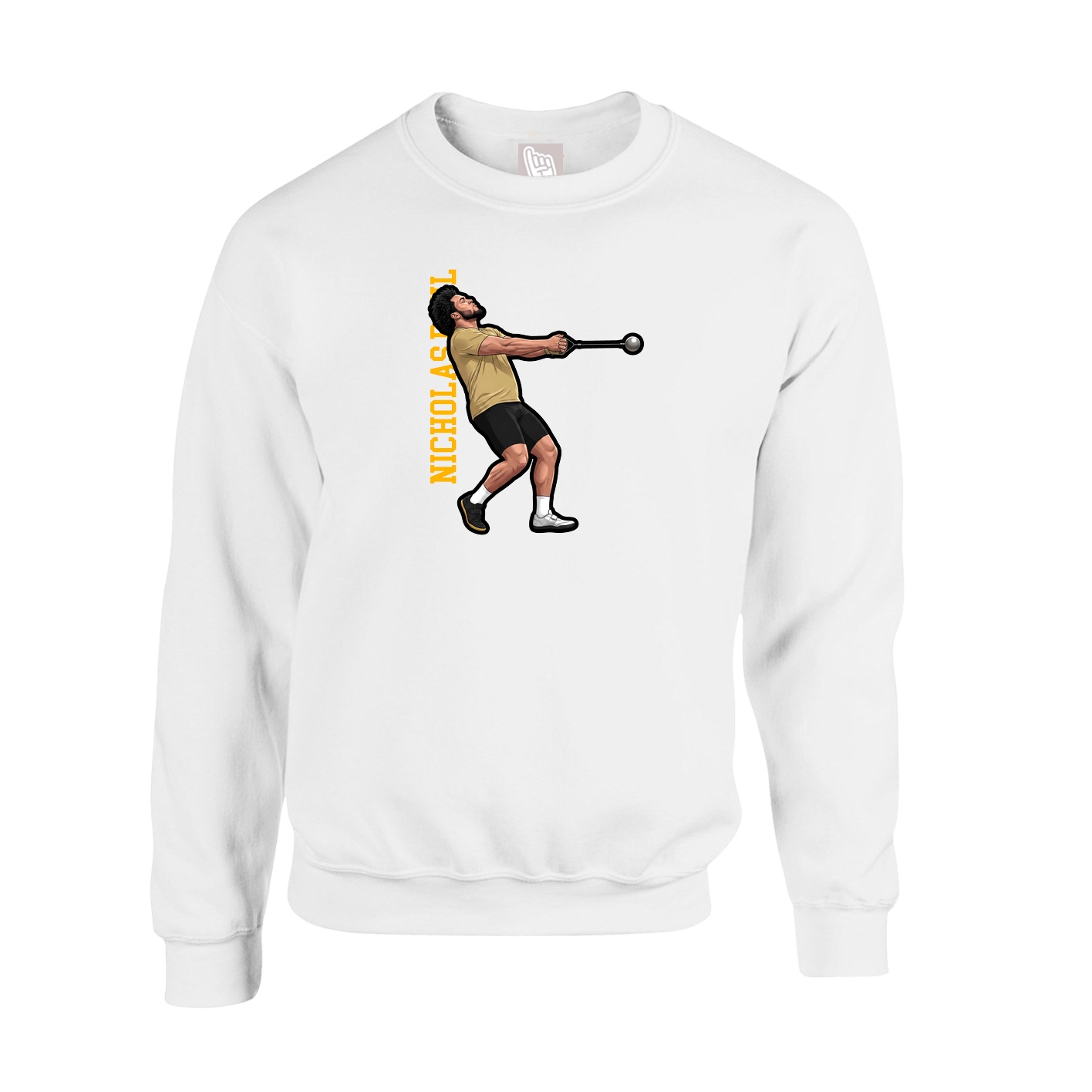 Fleece Crew — Name Vertical in White