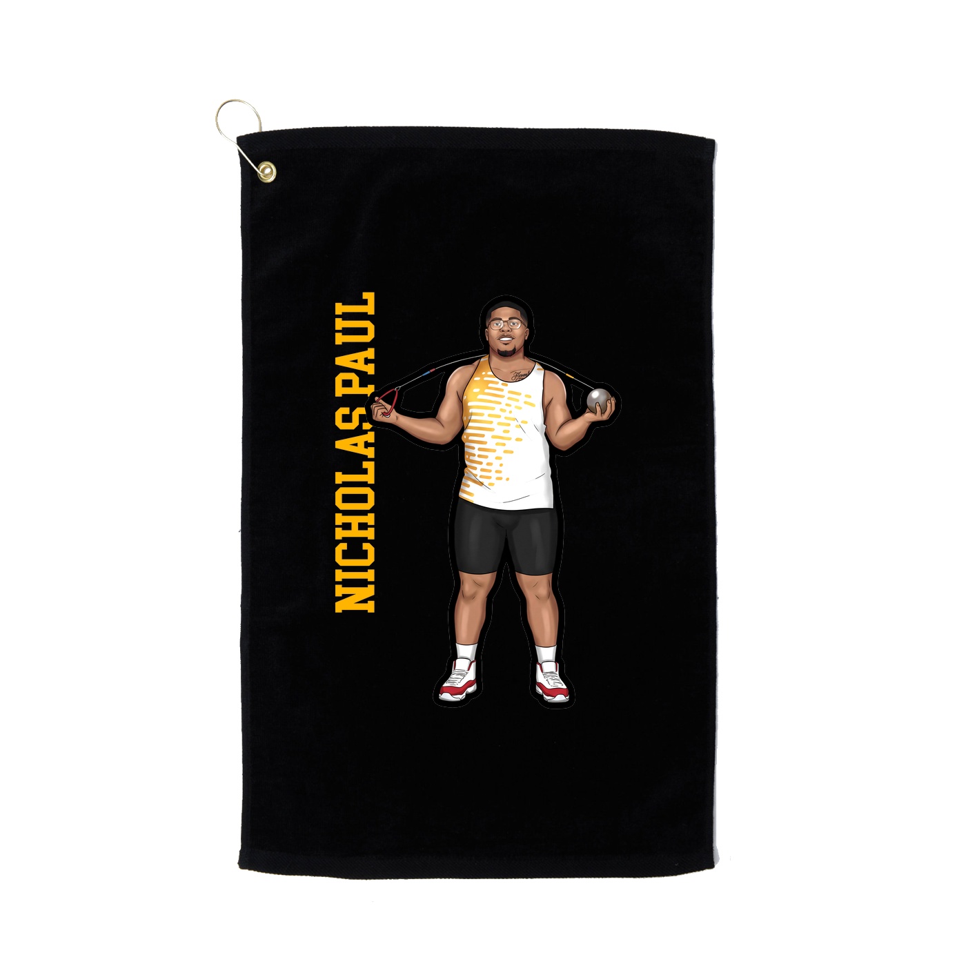 Golf Towel — Name Vertical in Black