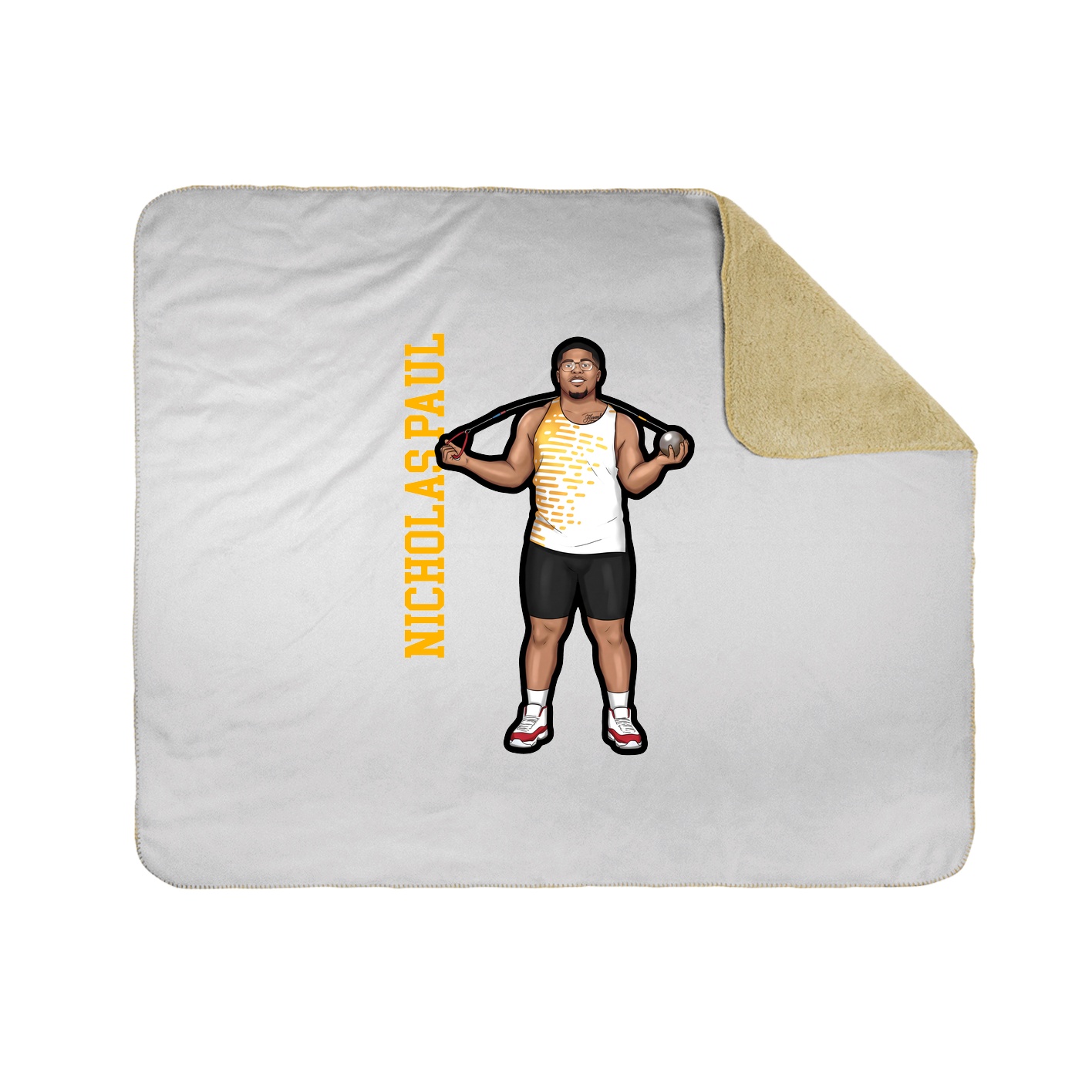 Throw Blanket — Name Vertical in White