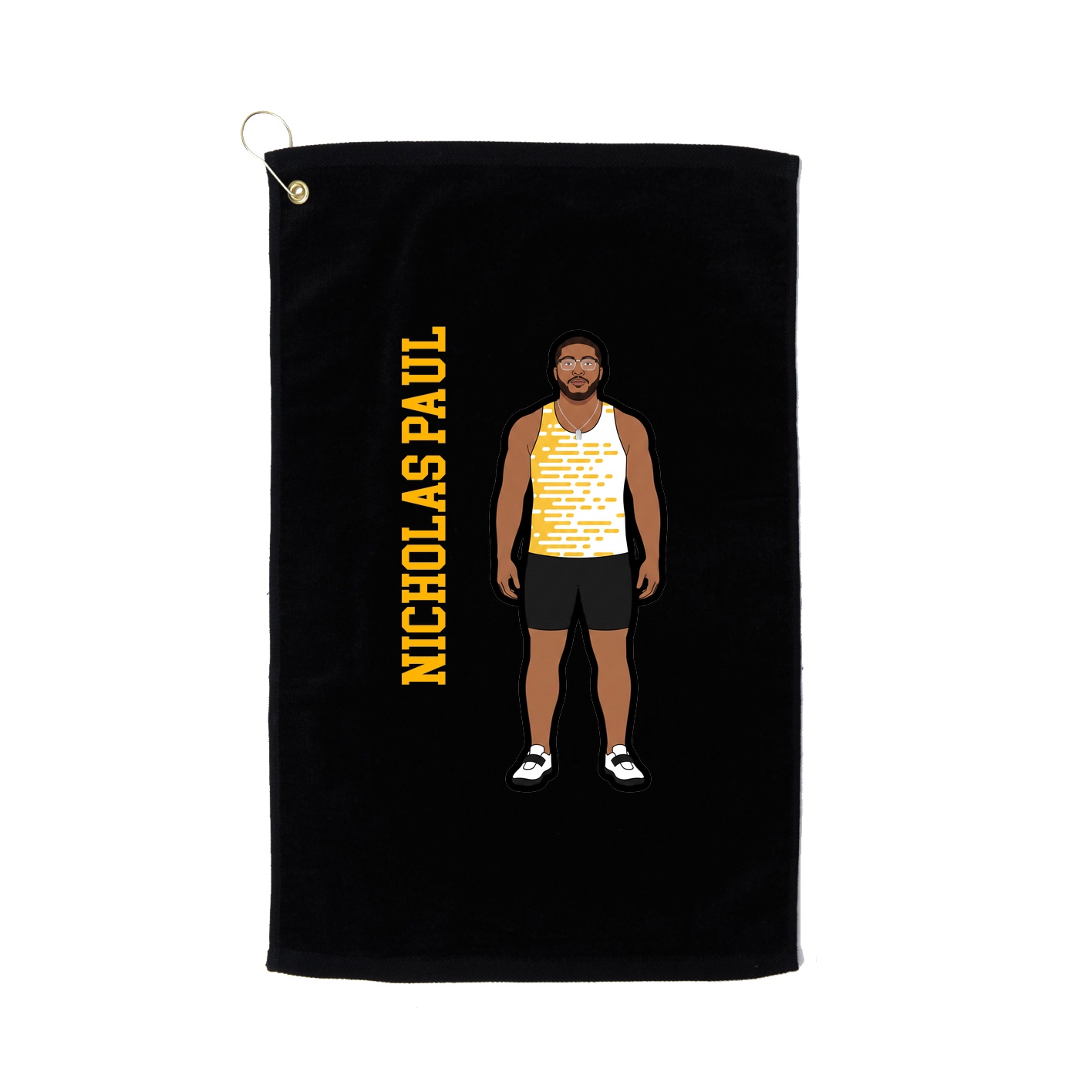Golf Towel — Name Vertical in Black