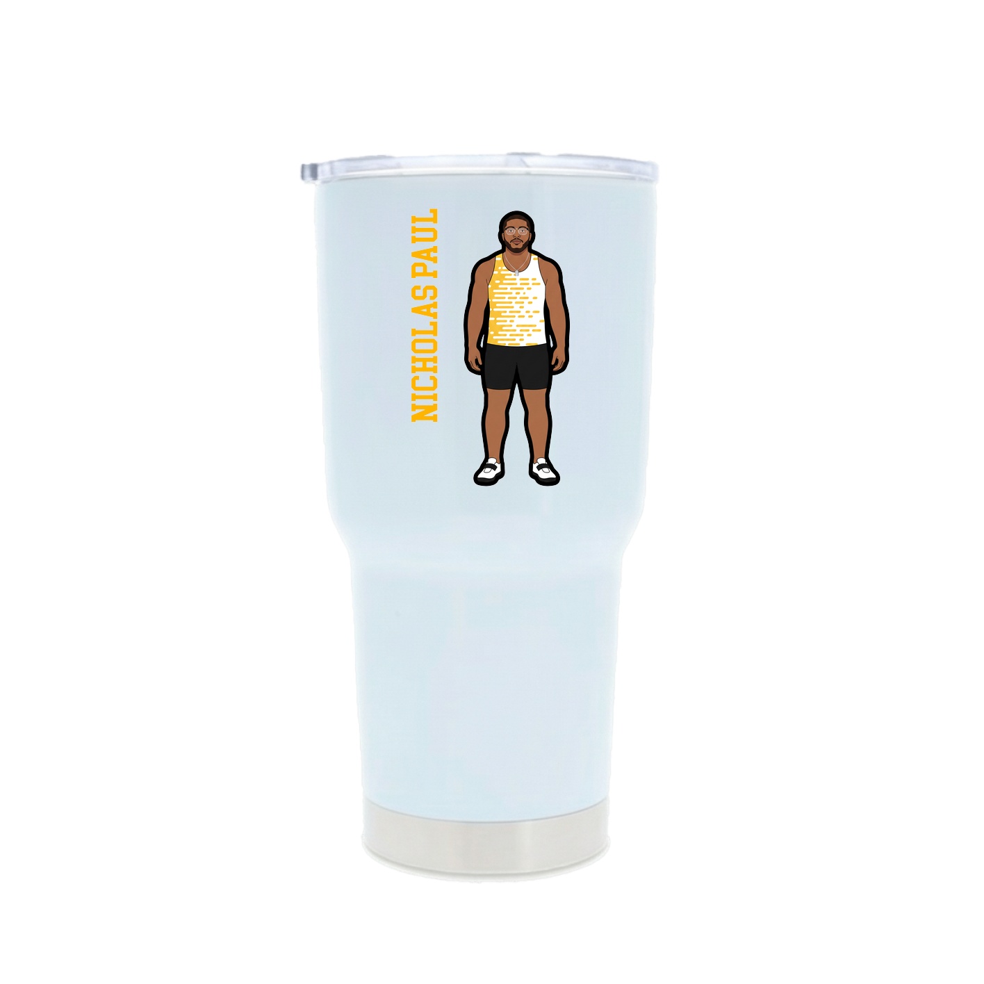 30oz Stainless Steel Tumbler — Name Vertical in White