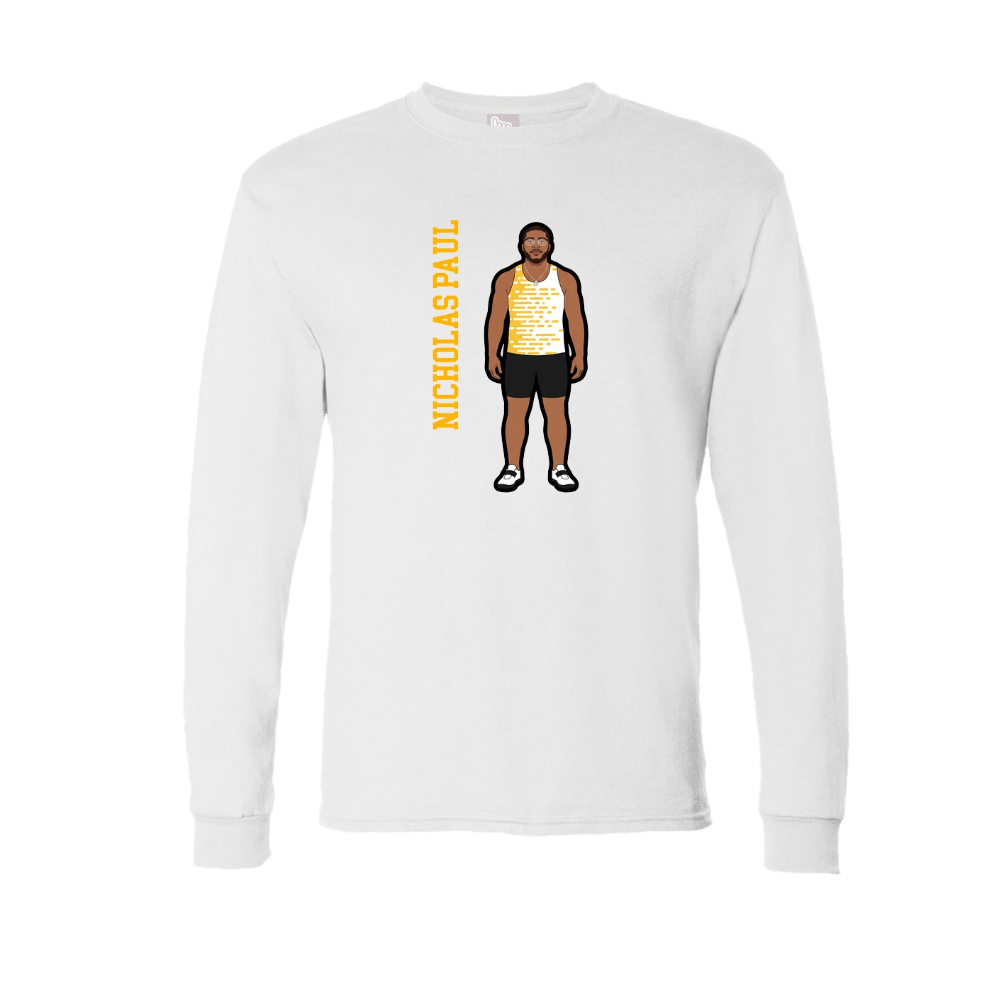 Long Sleeve Tee — Name Vertical in White