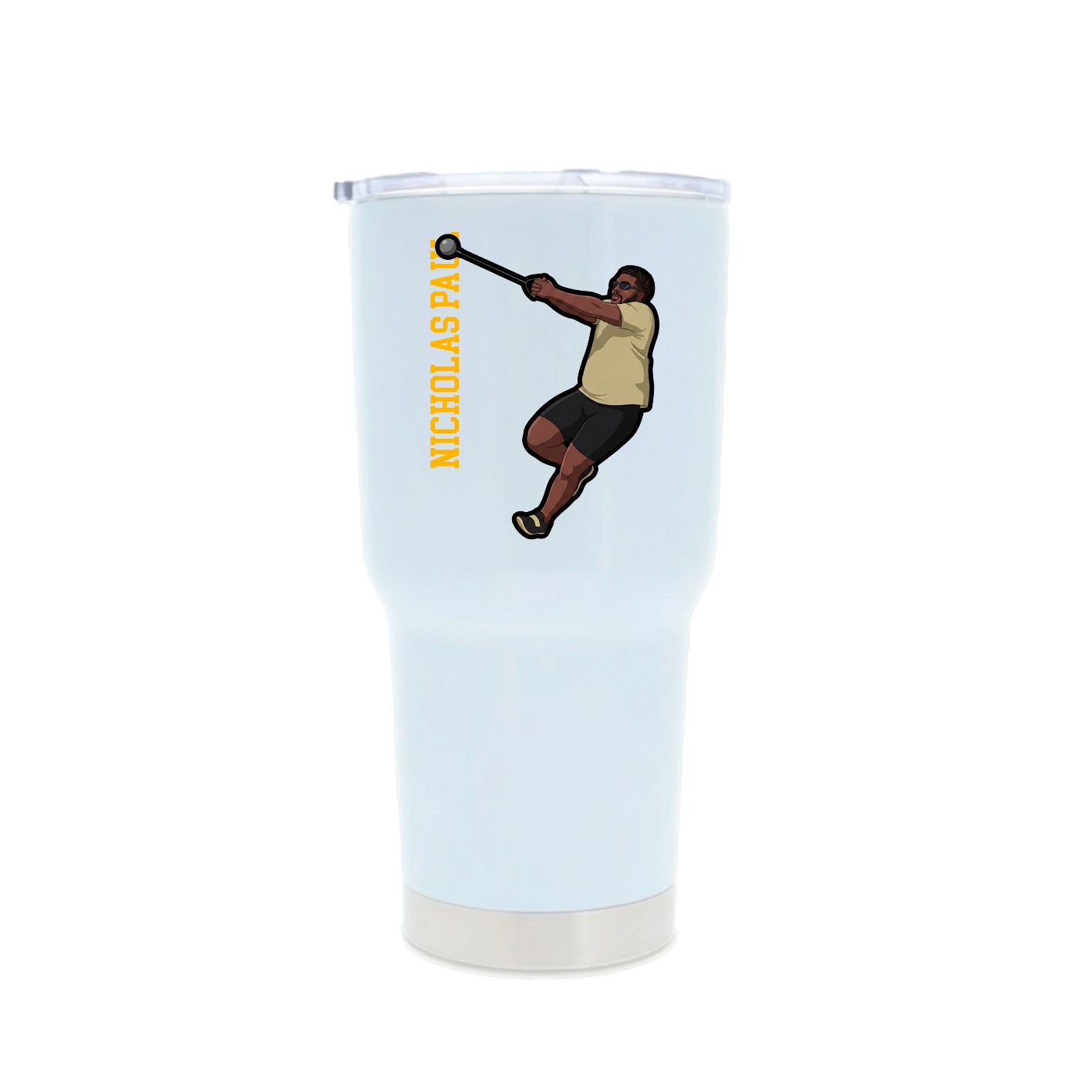 30oz Stainless Steel Tumbler — Name Vertical in White