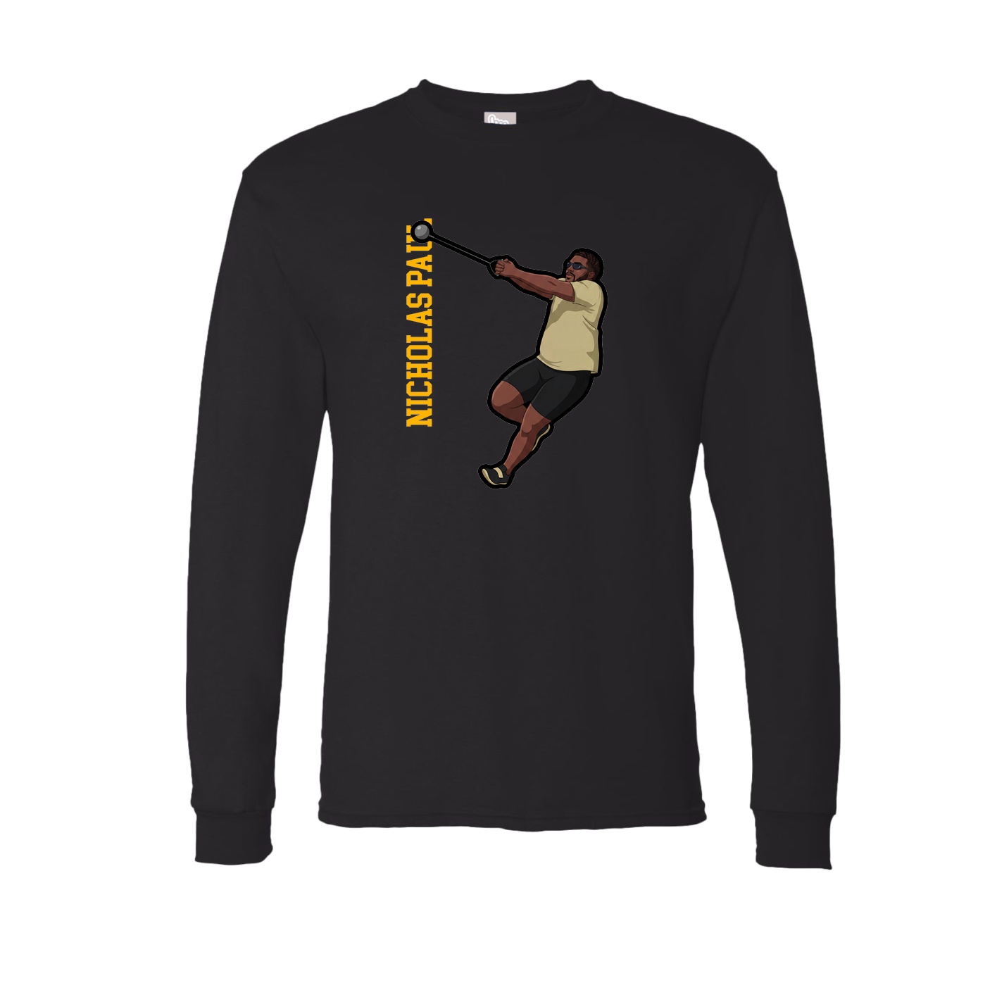 Long Sleeve Tee — Name Vertical in Black