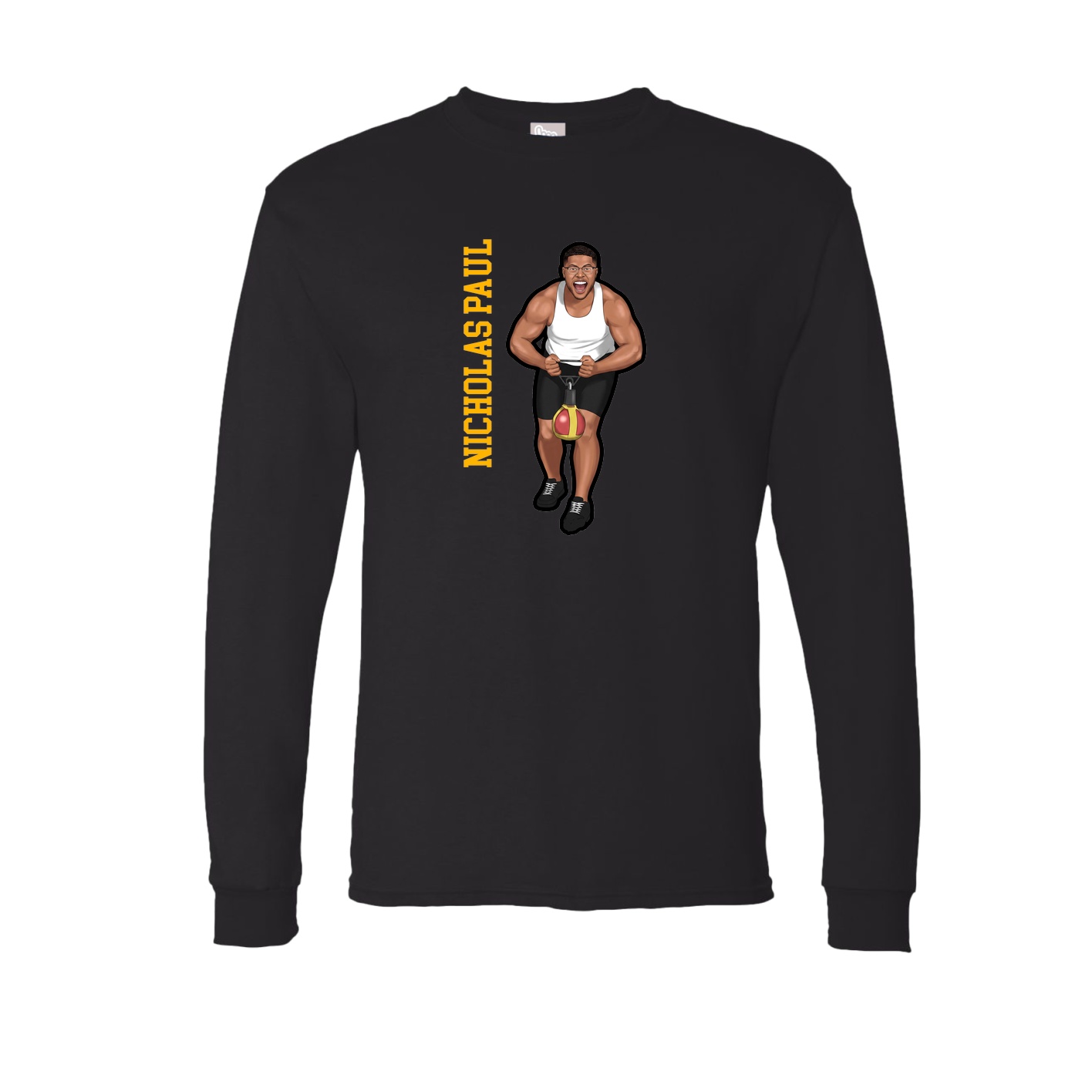 Long Sleeve Tee — Name Vertical in Black