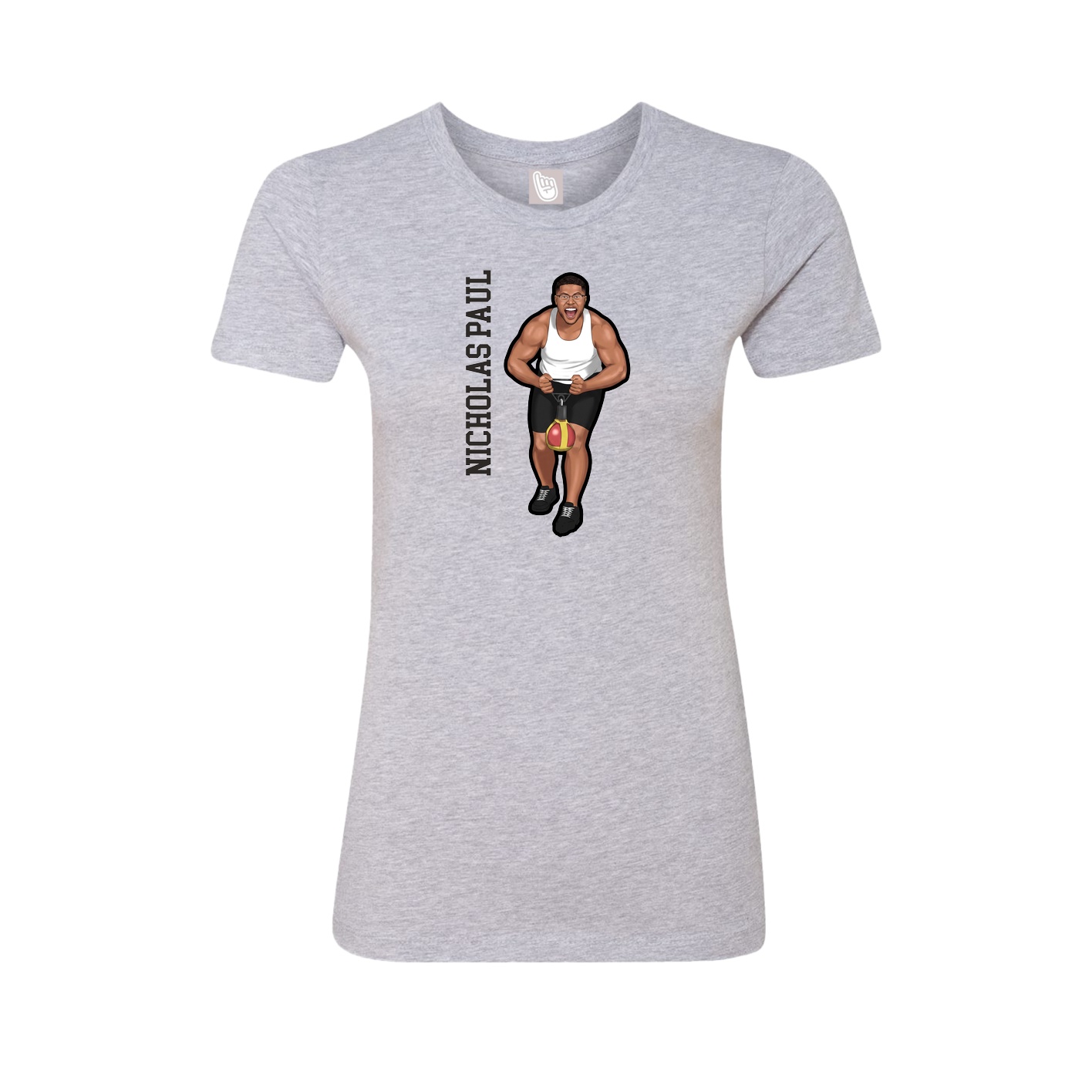 Womens Tee — Name Vertical in Grey