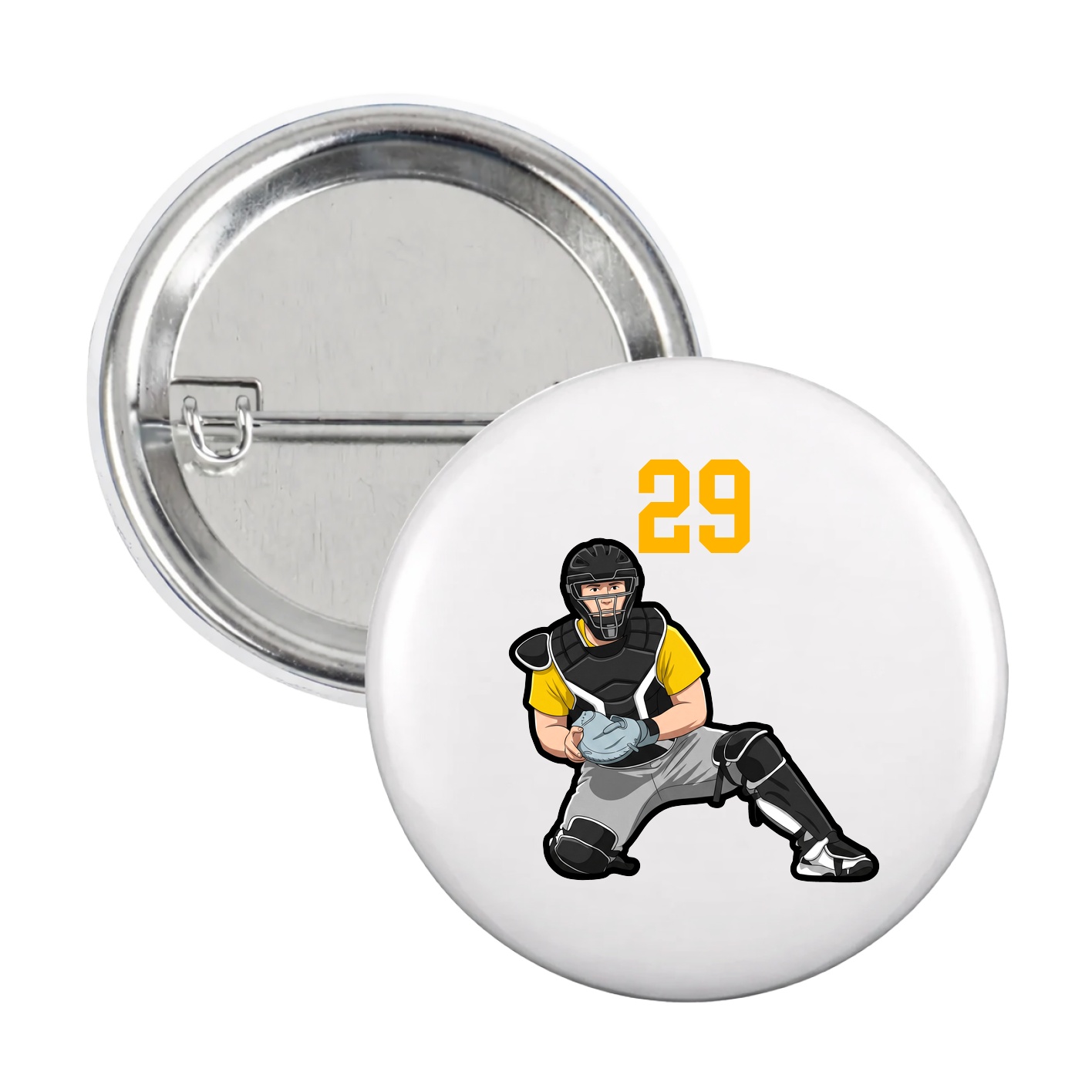 Game Day Button — Number Top in White