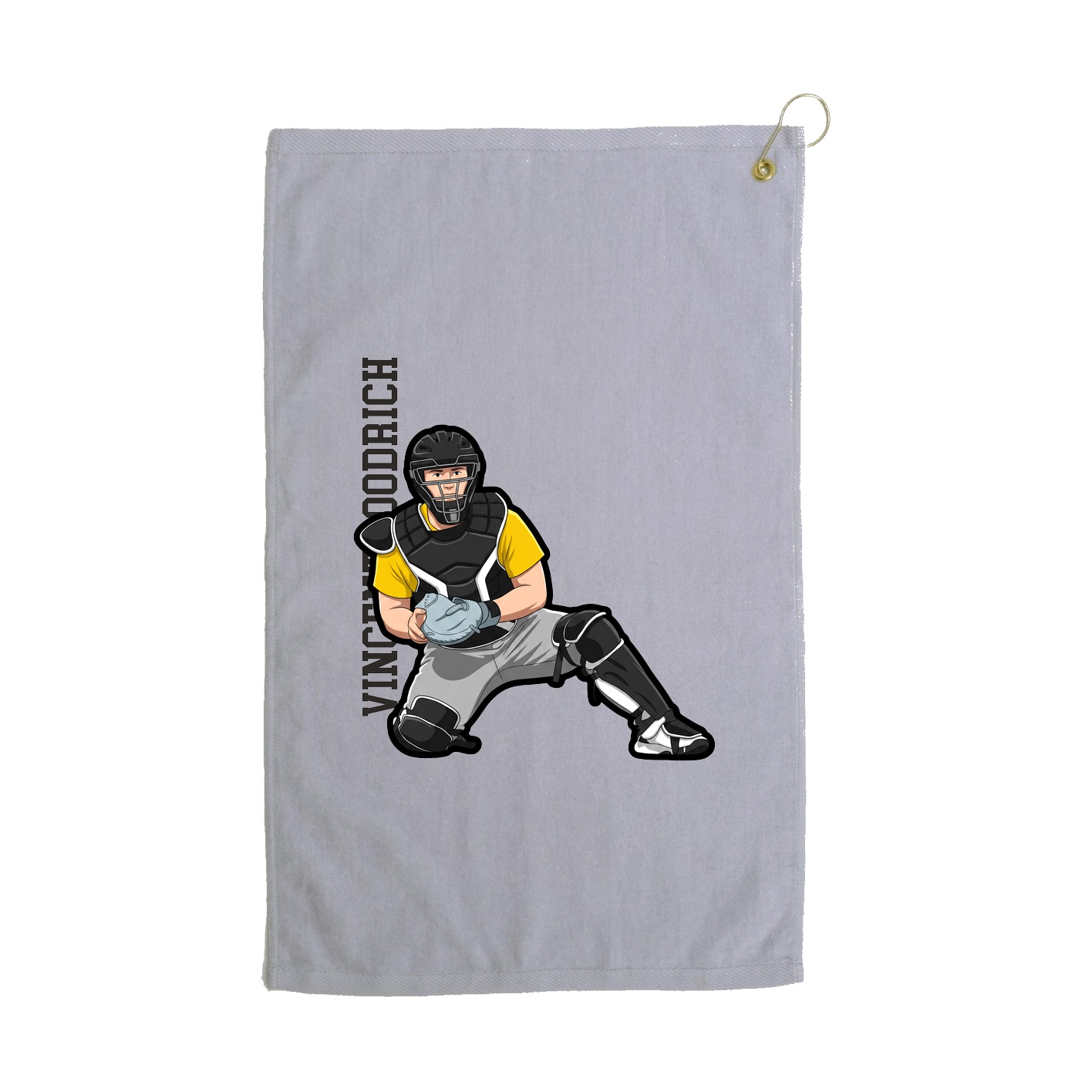 Golf Towel — Name Vertical in Grey