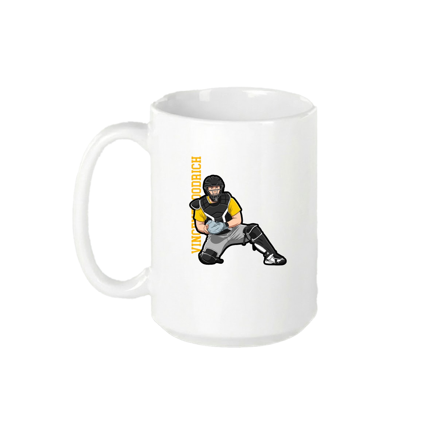 15oz Coffee Mug — Name Vertical in White