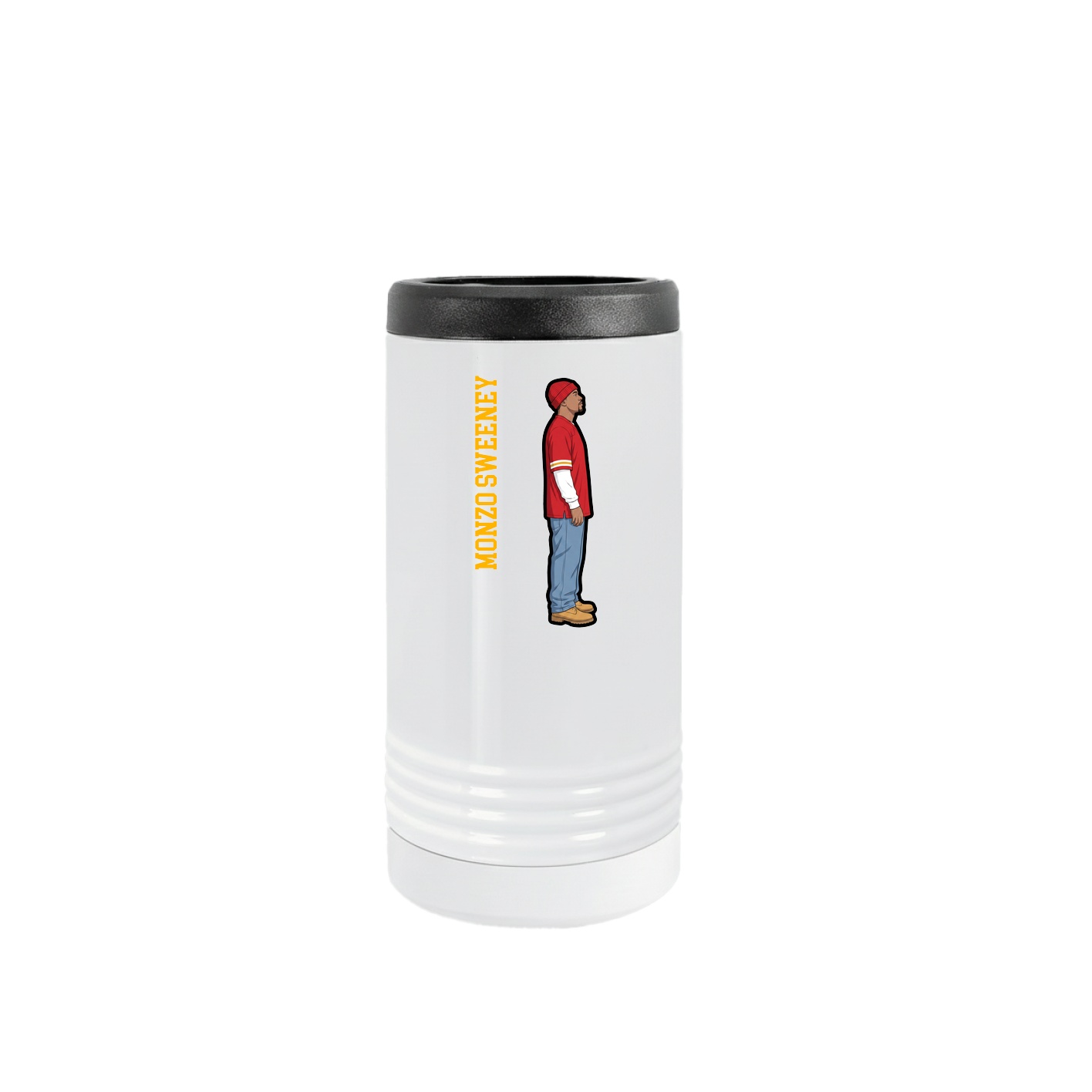 Slim Beverage Holder — Name Vertical in White