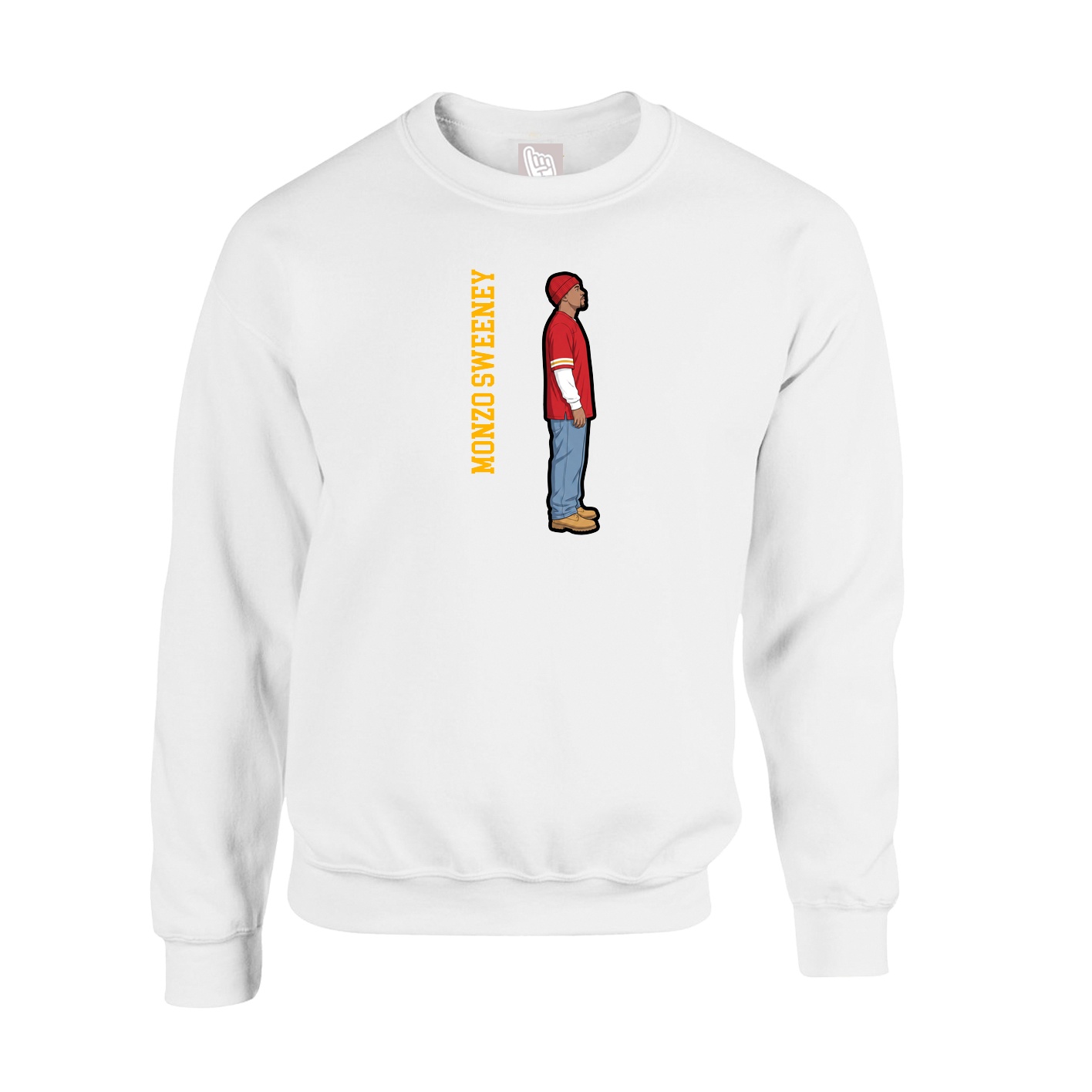 Fleece Crew — Name Vertical in White