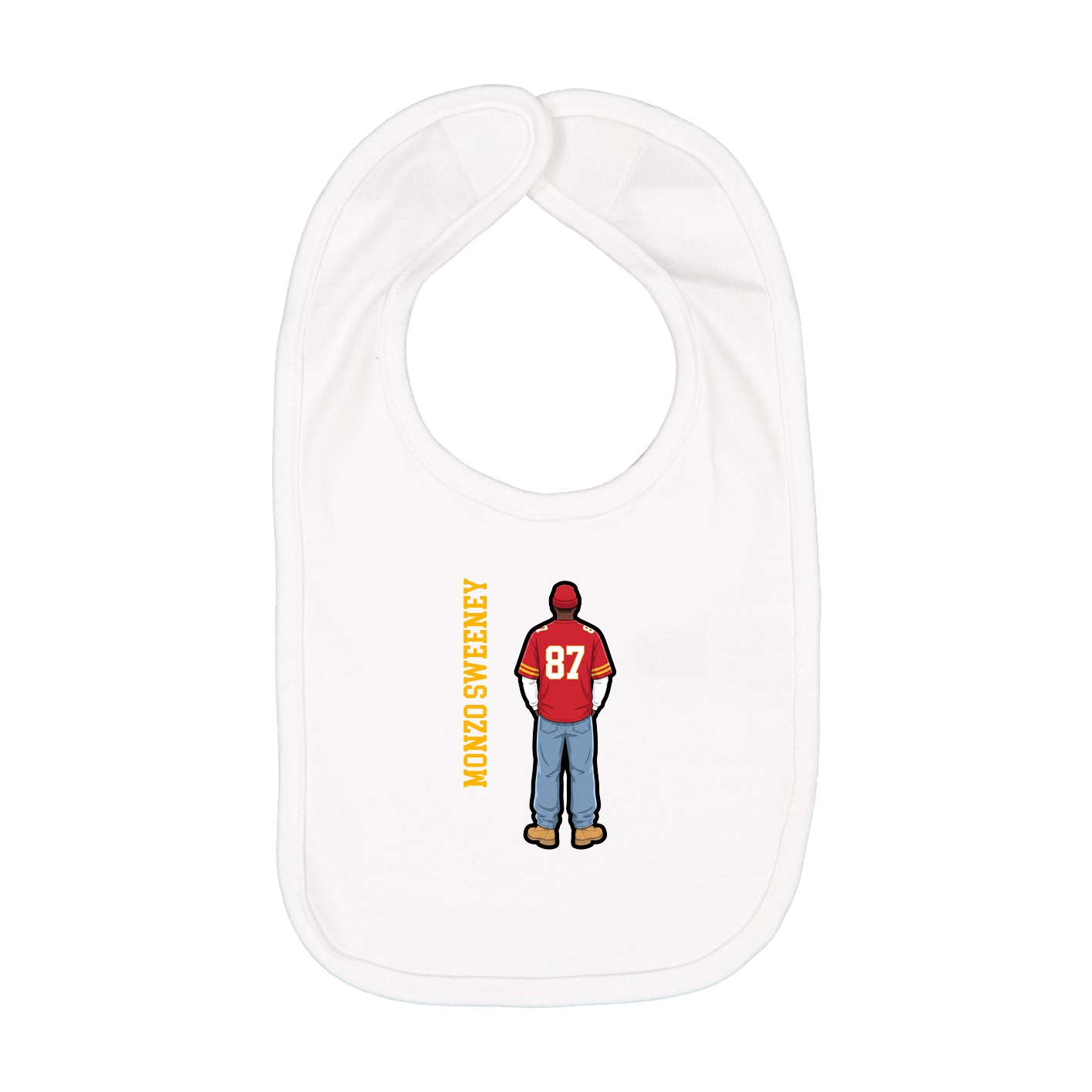Infant Bib — Name Vertical in White