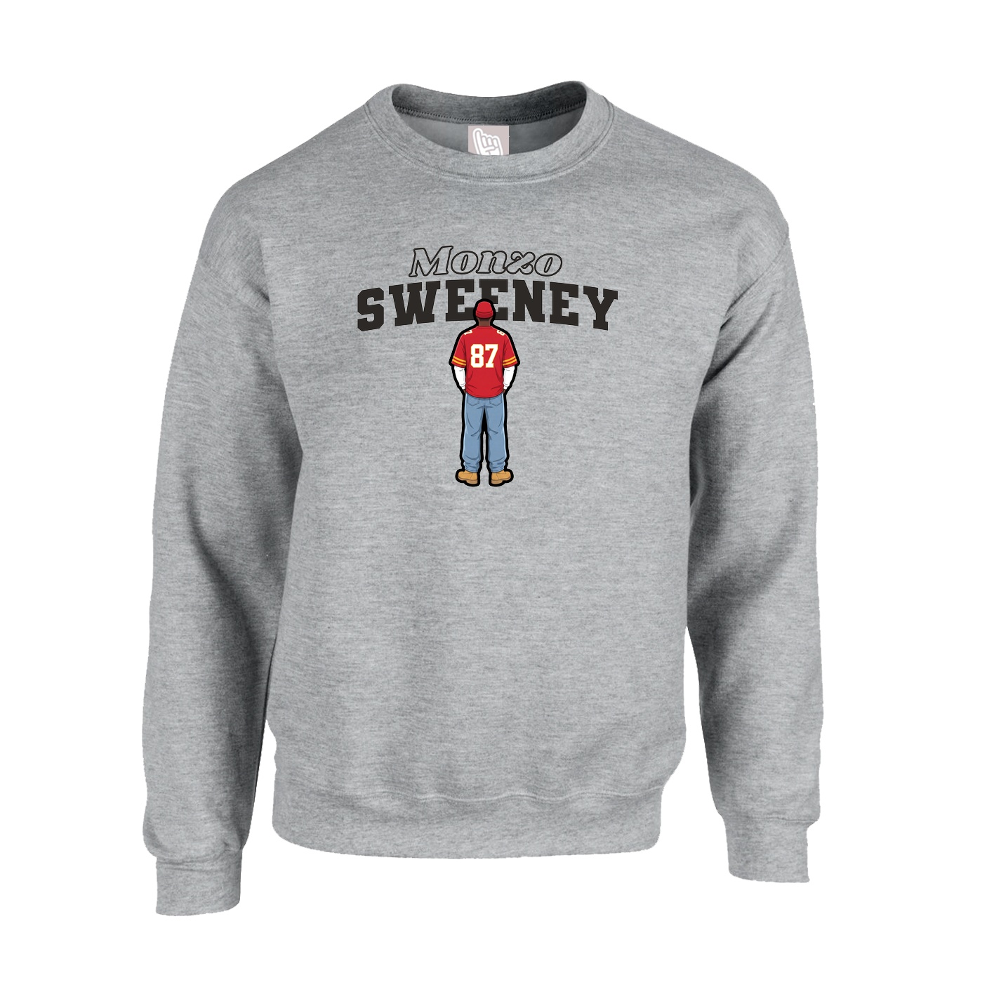 Fleece Crew — Name Arch in Grey