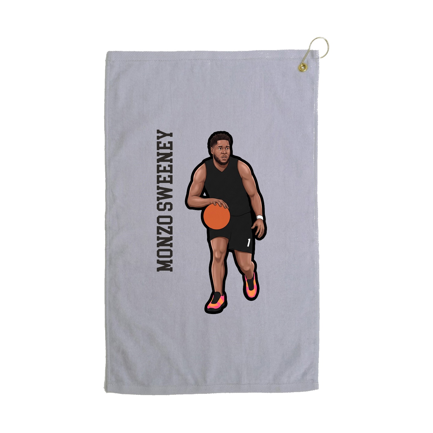 Golf Towel — Name Vertical in Grey