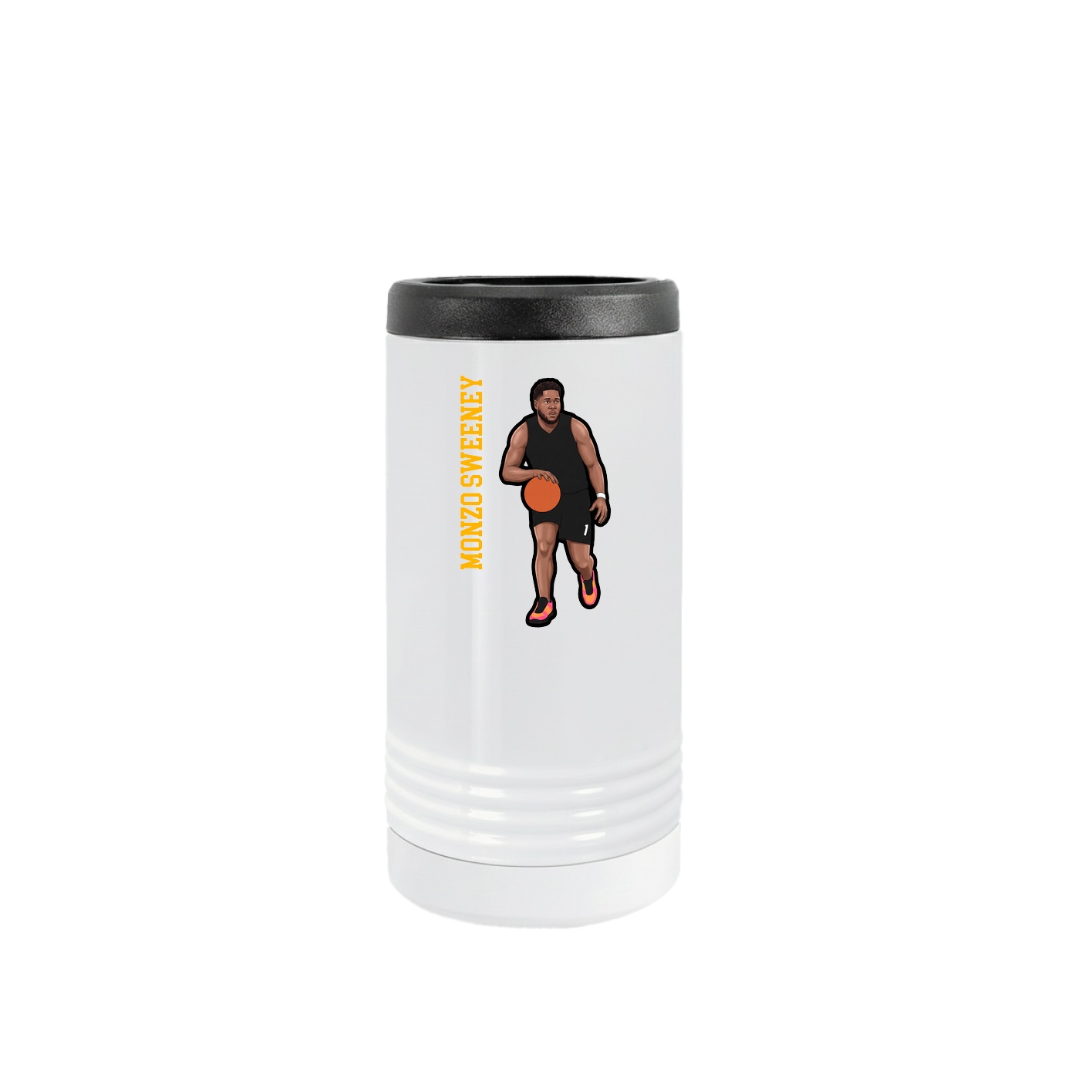 Slim Beverage Holder — Name Vertical in White