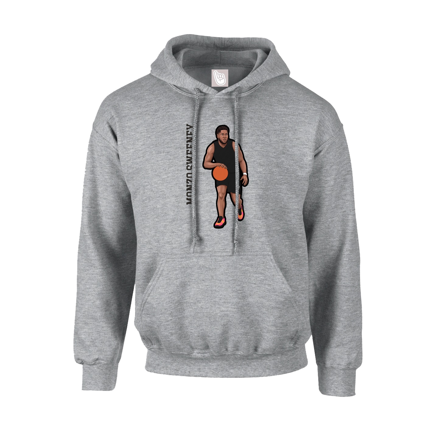 Hoodie — Name Vertical in Grey