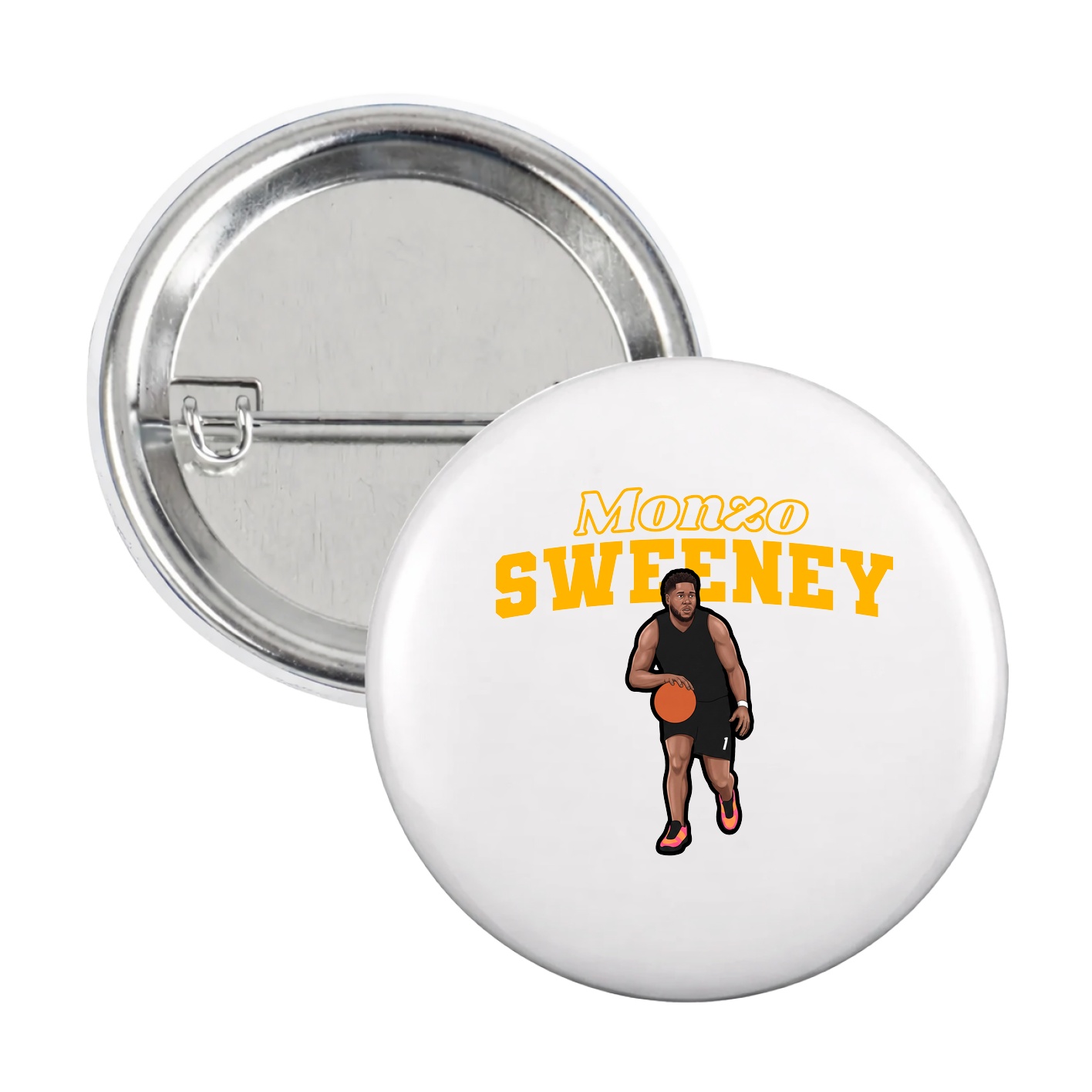 Game Day Button — Name Arch in White