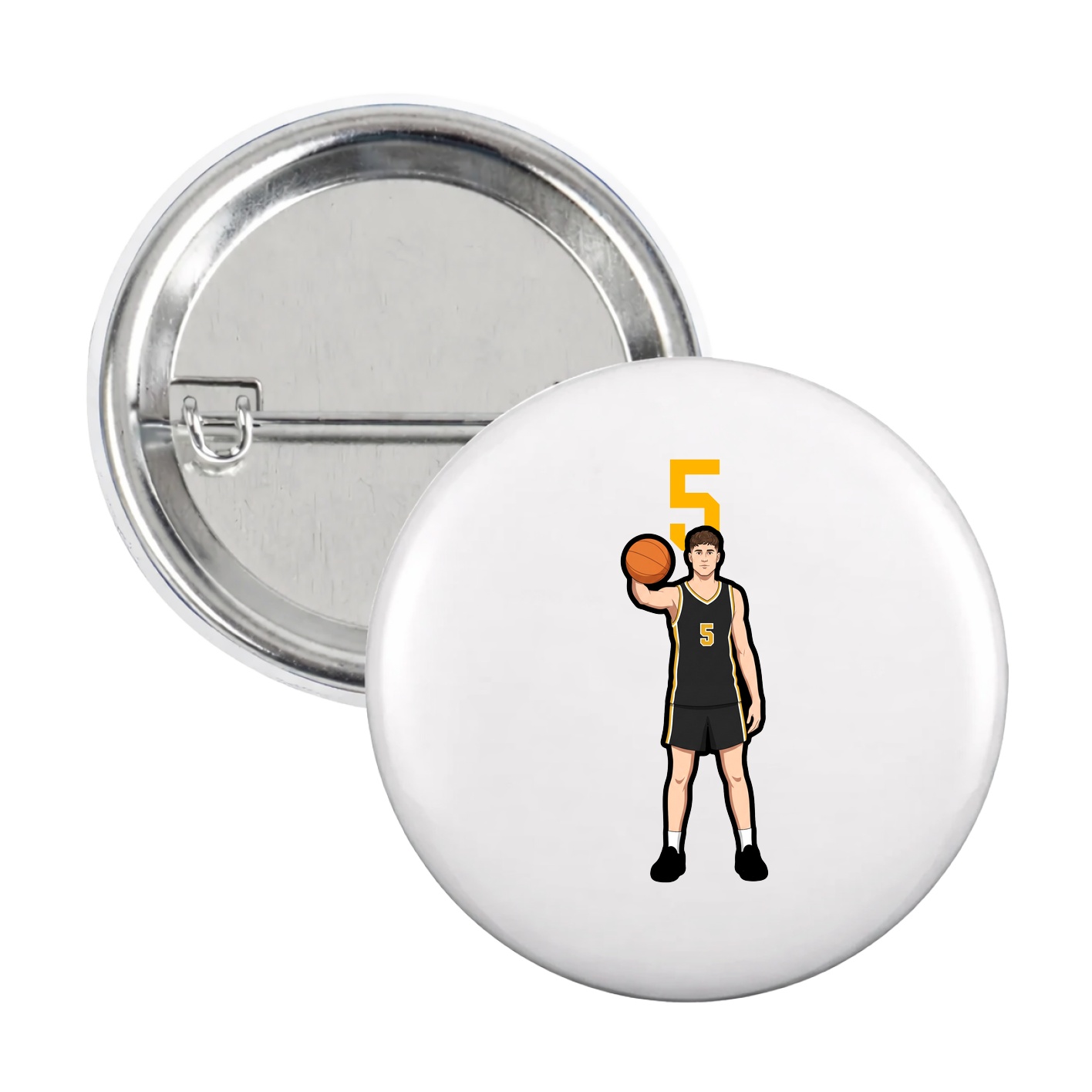 Game Day Button — Number Top in White