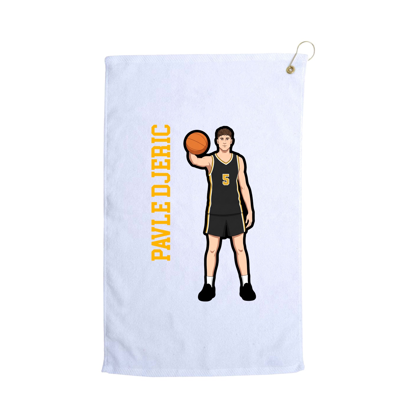 Golf Towel — Name Vertical in White