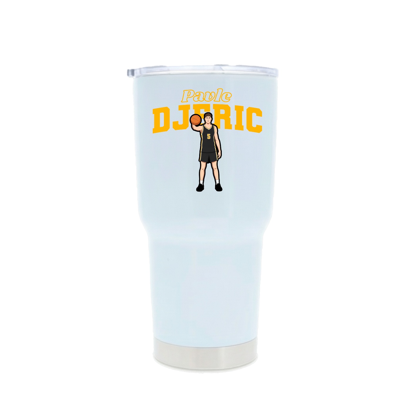 30oz Stainless Steel Tumbler — Name Arch in White
