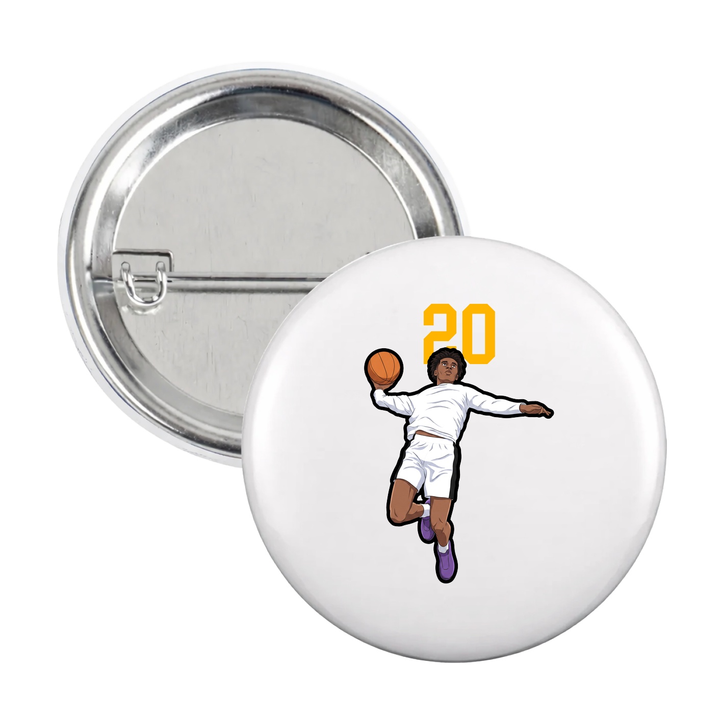 Game Day Button — Number Top in White