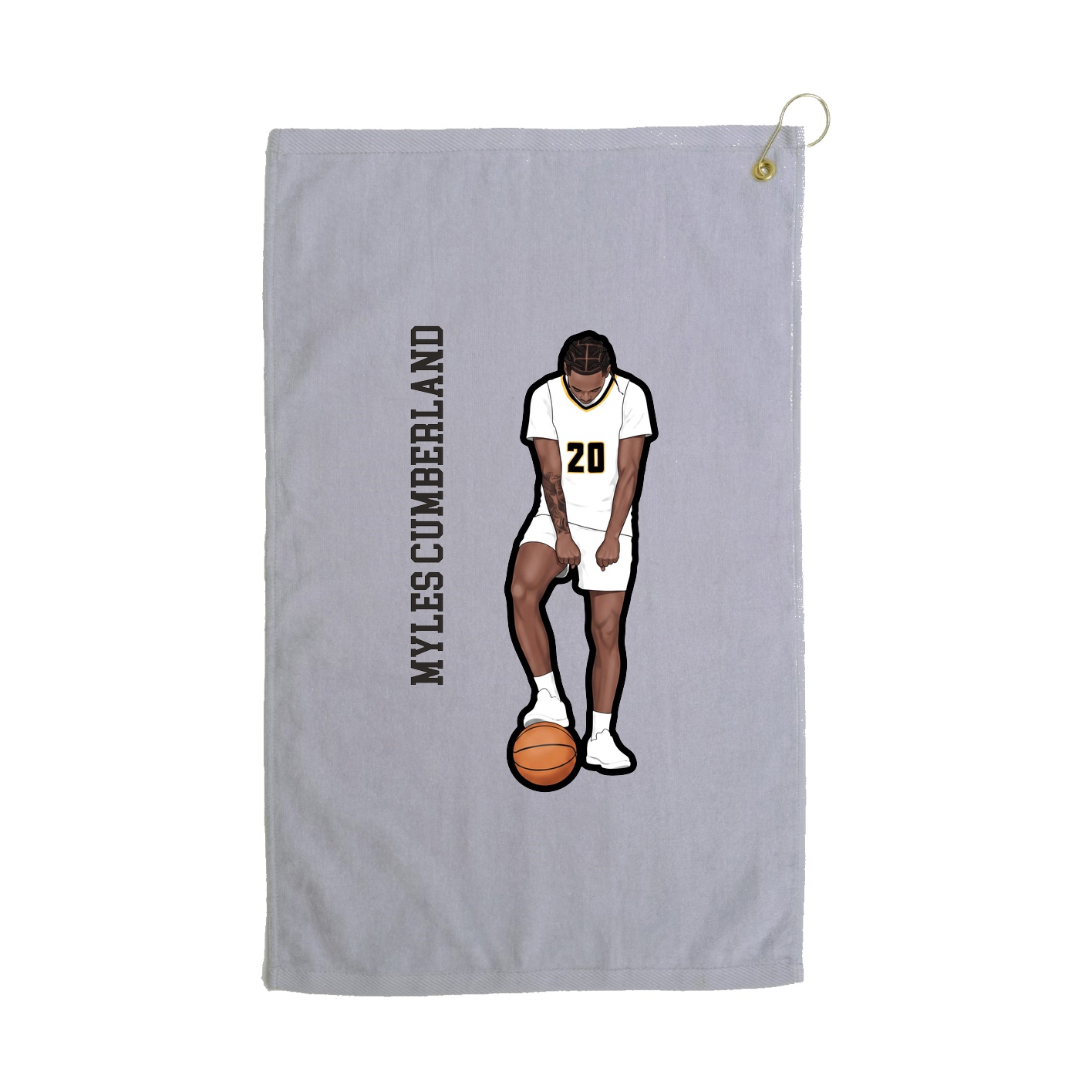 Golf Towel — Name Vertical in Grey