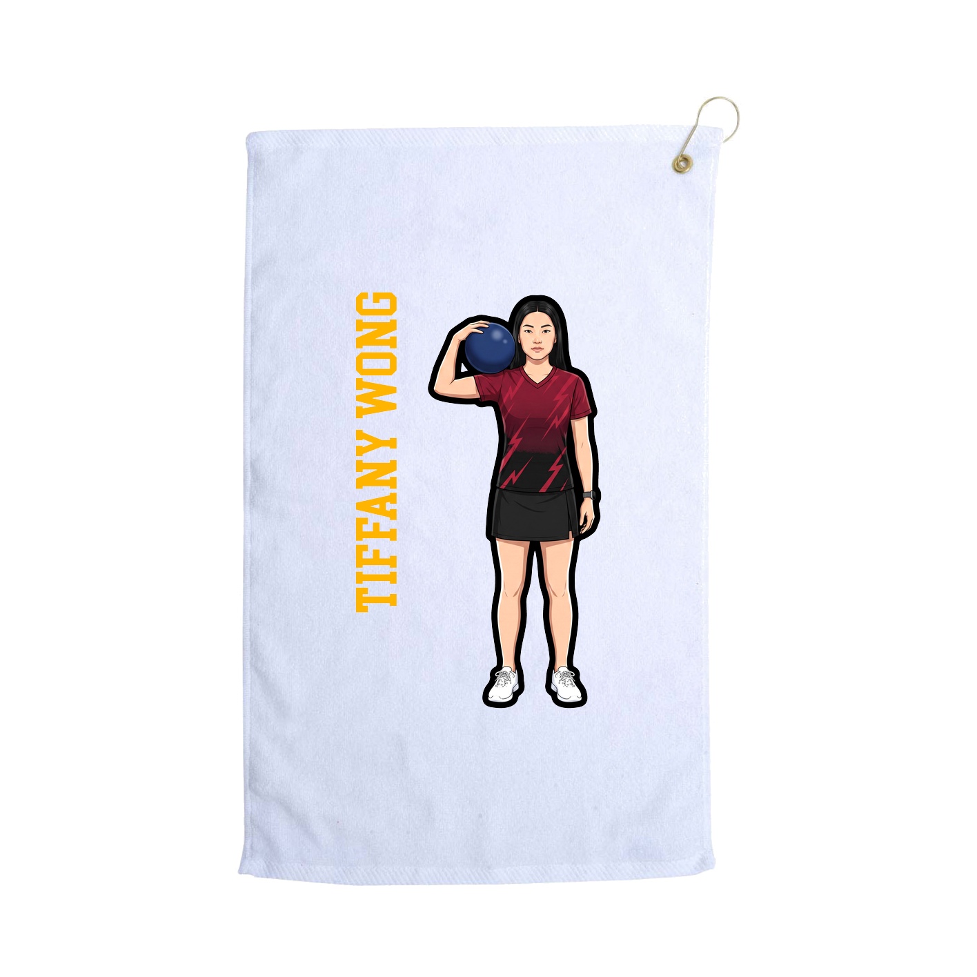 Golf Towel — Name Vertical in White