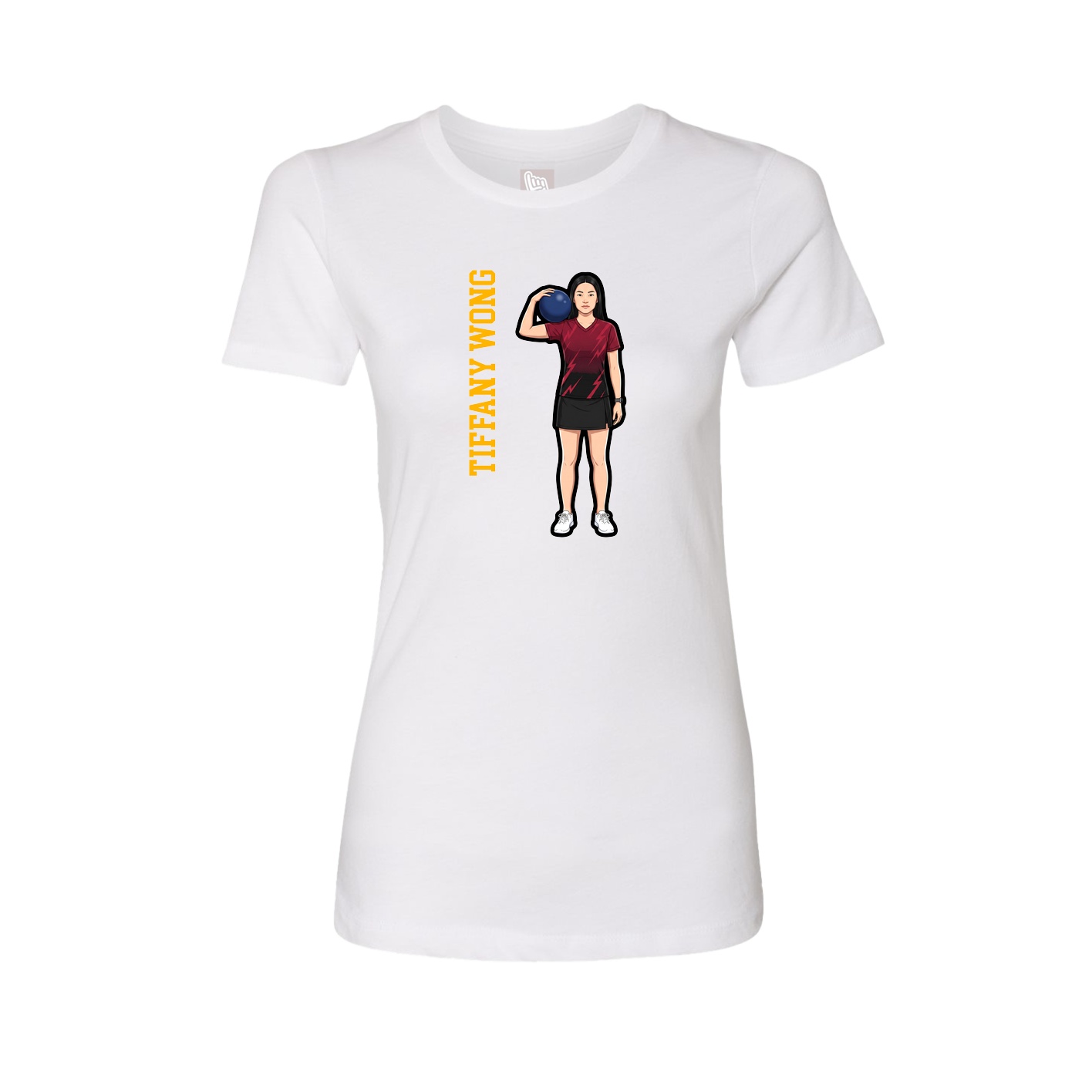 Fitted Women's Tee — Name Vertical in White