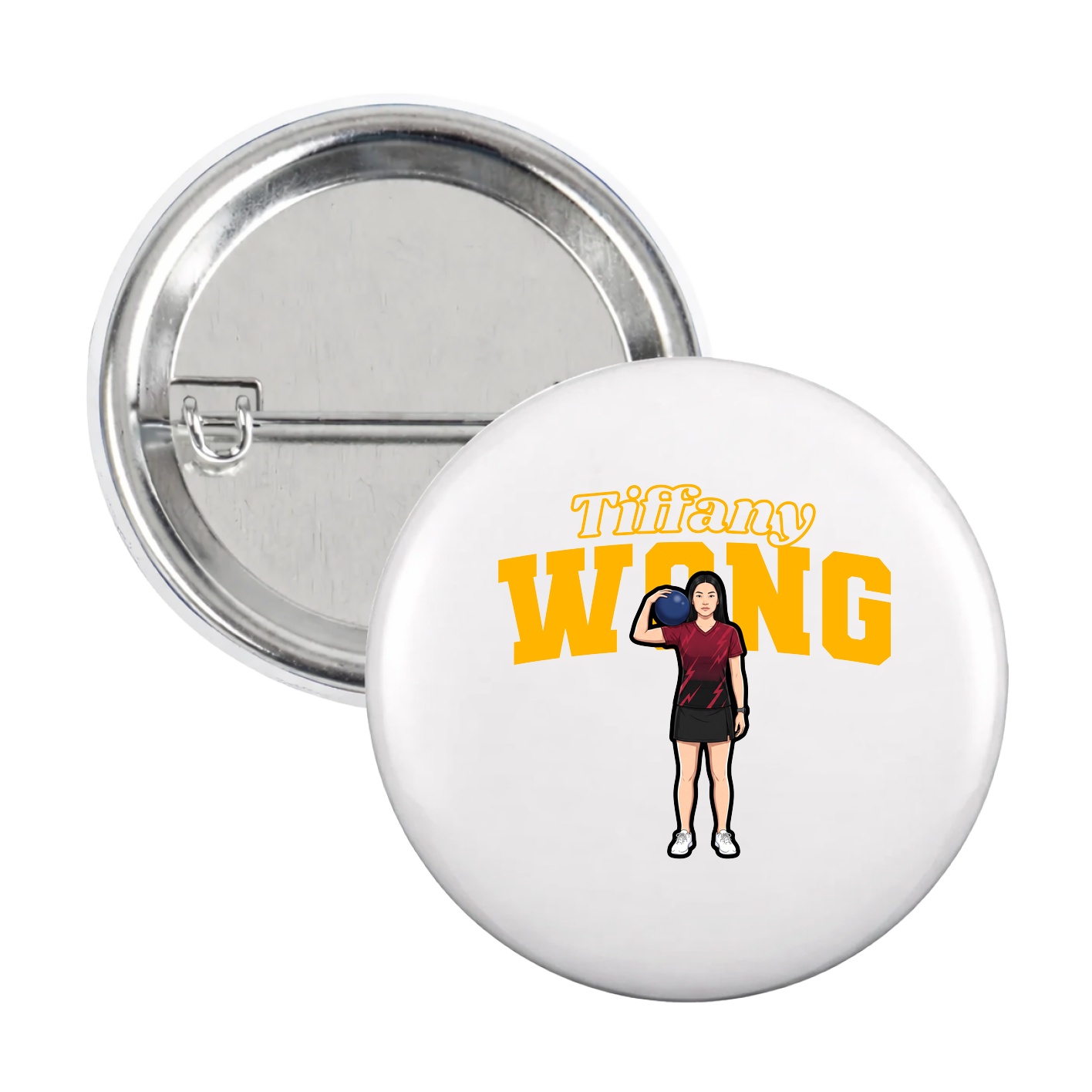 Game Day Button — Name Arch in White