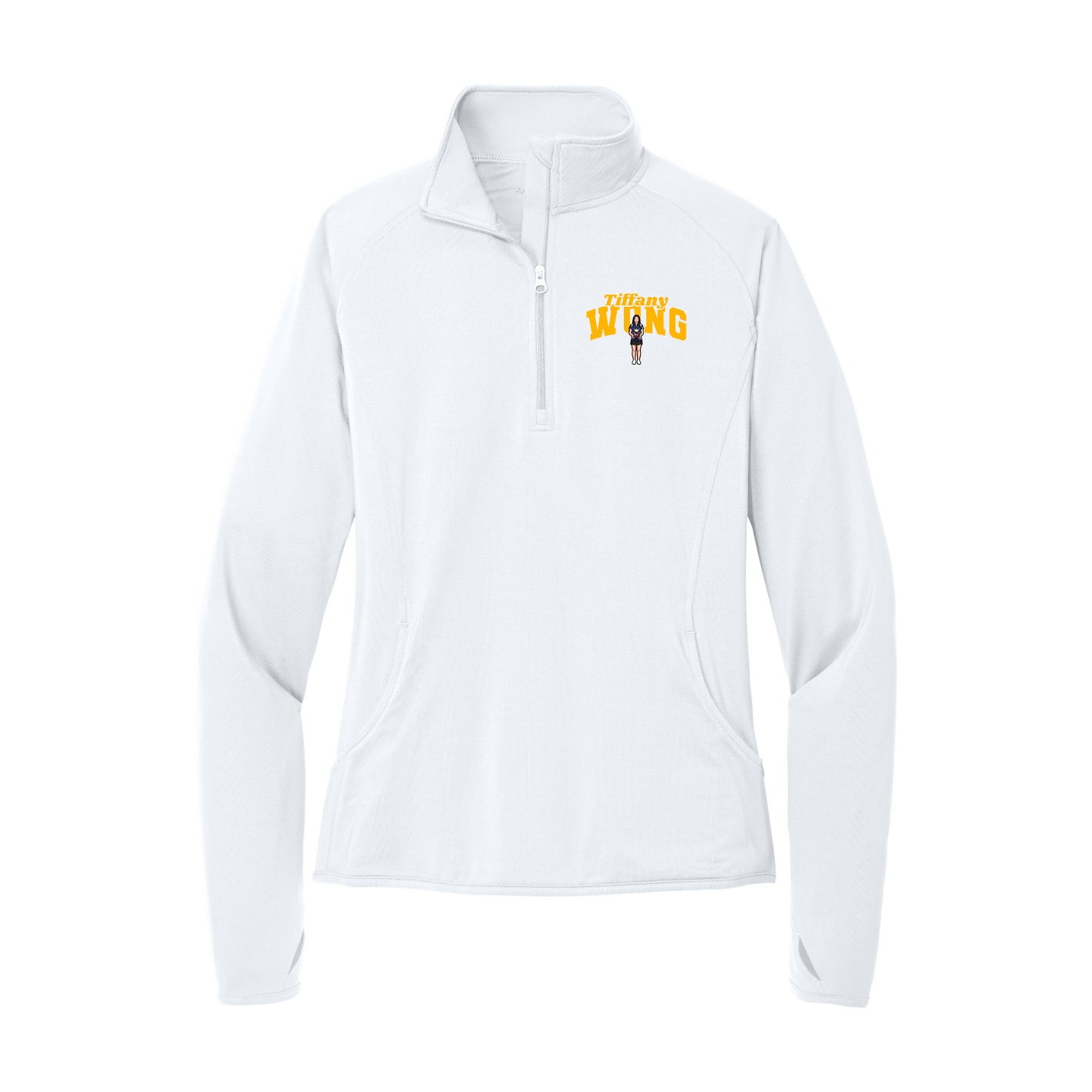 Women's Q-Zip Pullover — Signature Arch in White