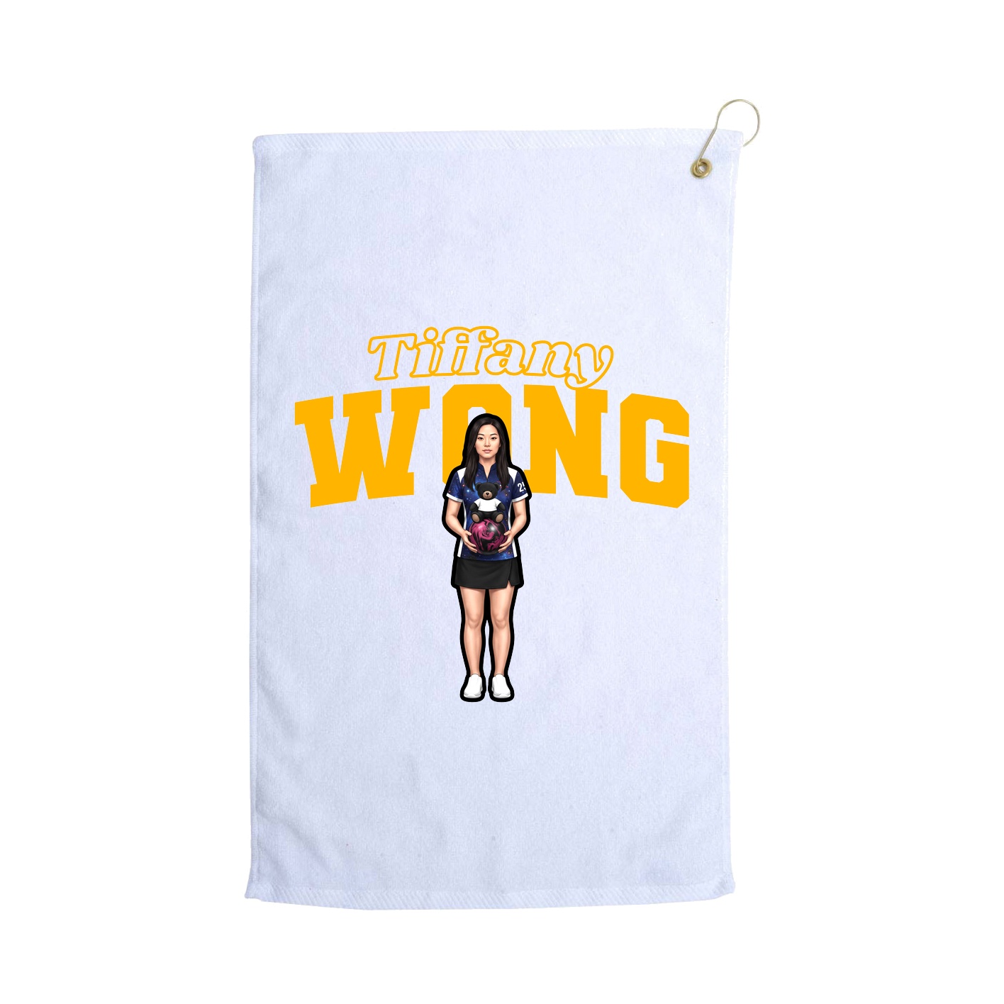 Golf Towel — Name Arch in White