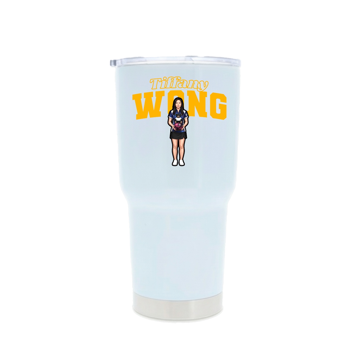 30oz Stainless Steel Tumbler — Name Arch in White