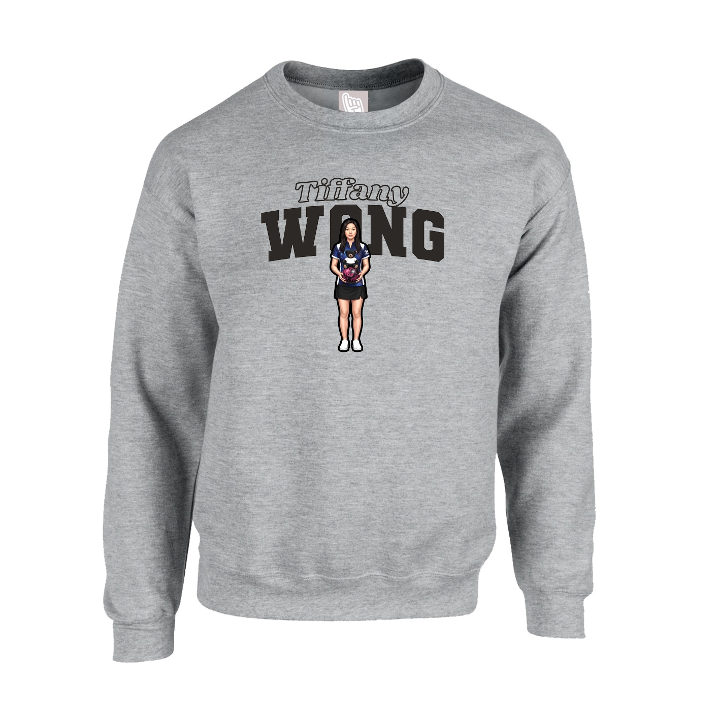 Fleece Crew — Name Arch in Grey