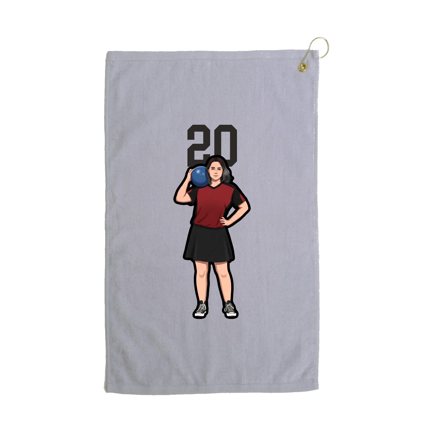 Golf Towel — Number Top in Grey