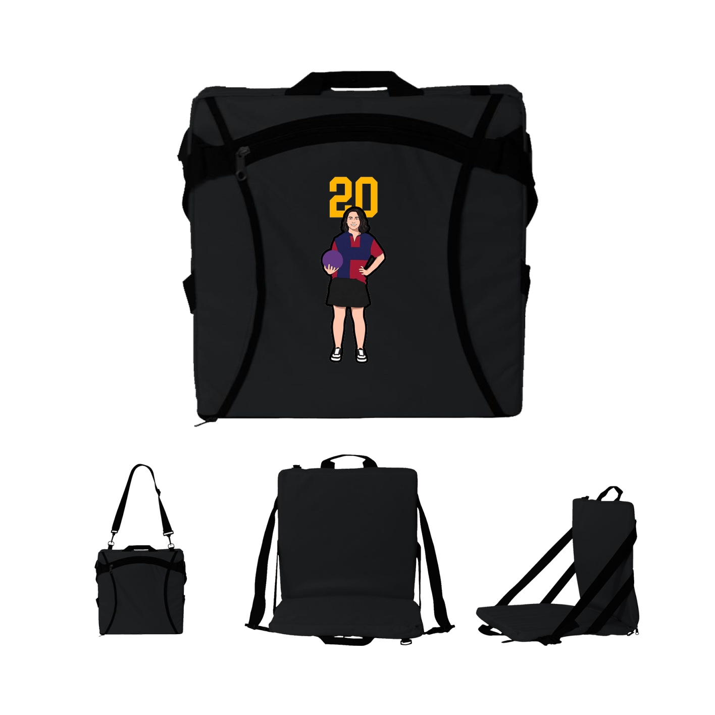 Folding Stadium Seat — Number Top in Black