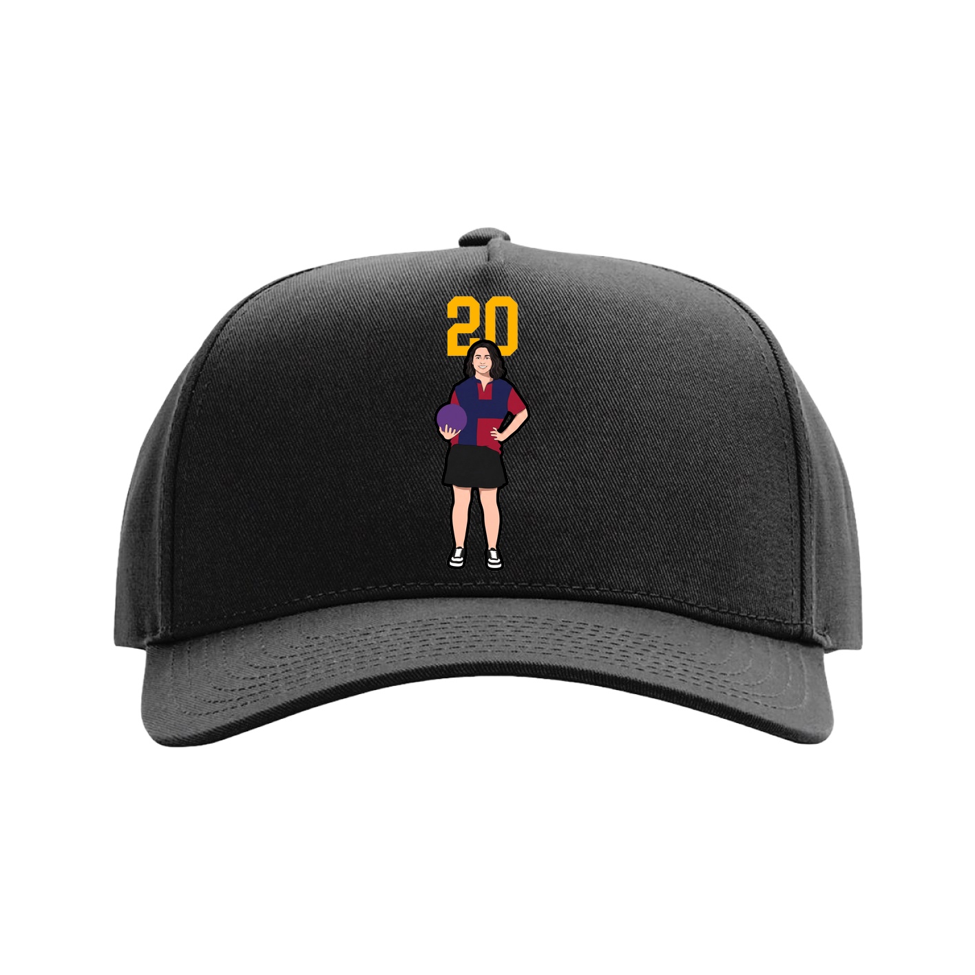 Full Fabric Five-Panel Champ Cap — Number Top in Black