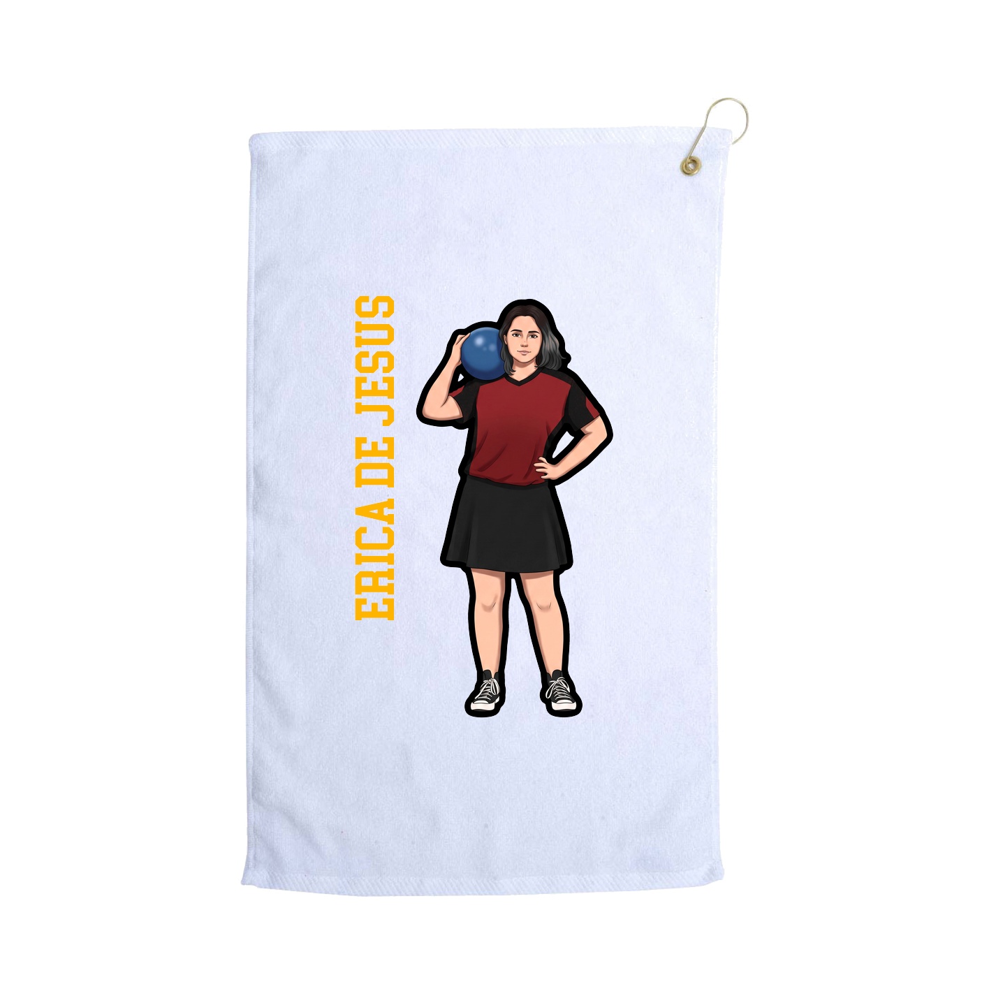 Golf Towel — Name Vertical in White