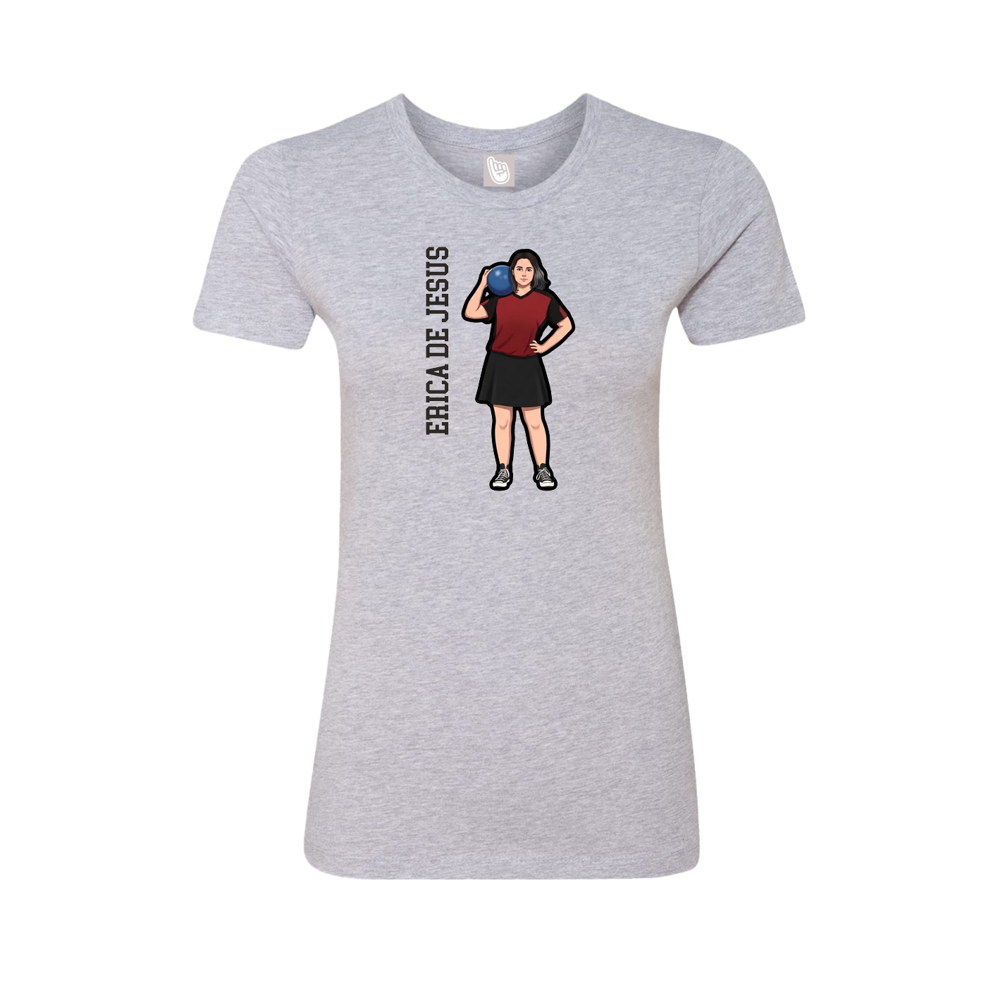 Fitted Women's Tee — Name Vertical in Grey