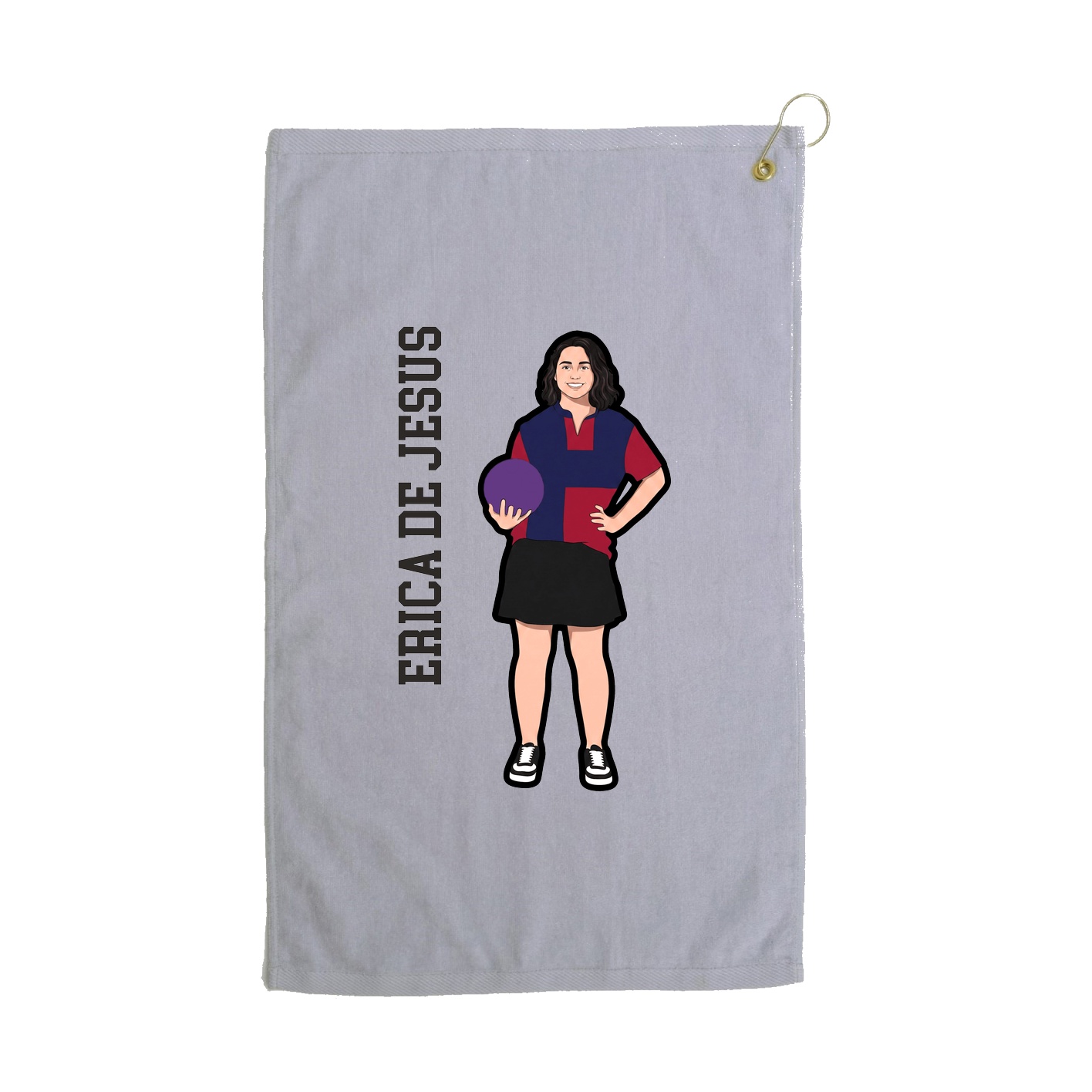 Golf Towel — Name Vertical in Grey