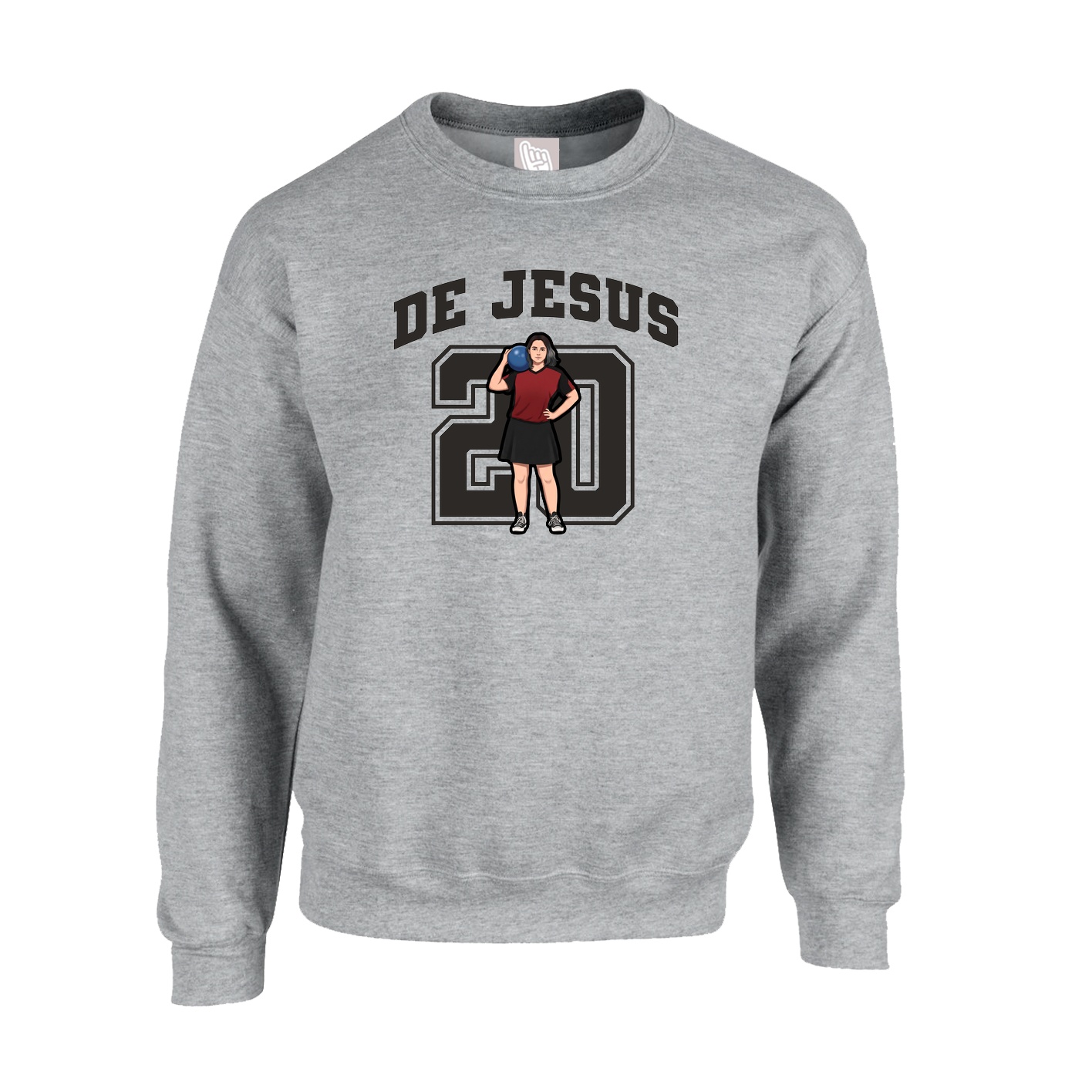 Fleece Crew — Number in Grey