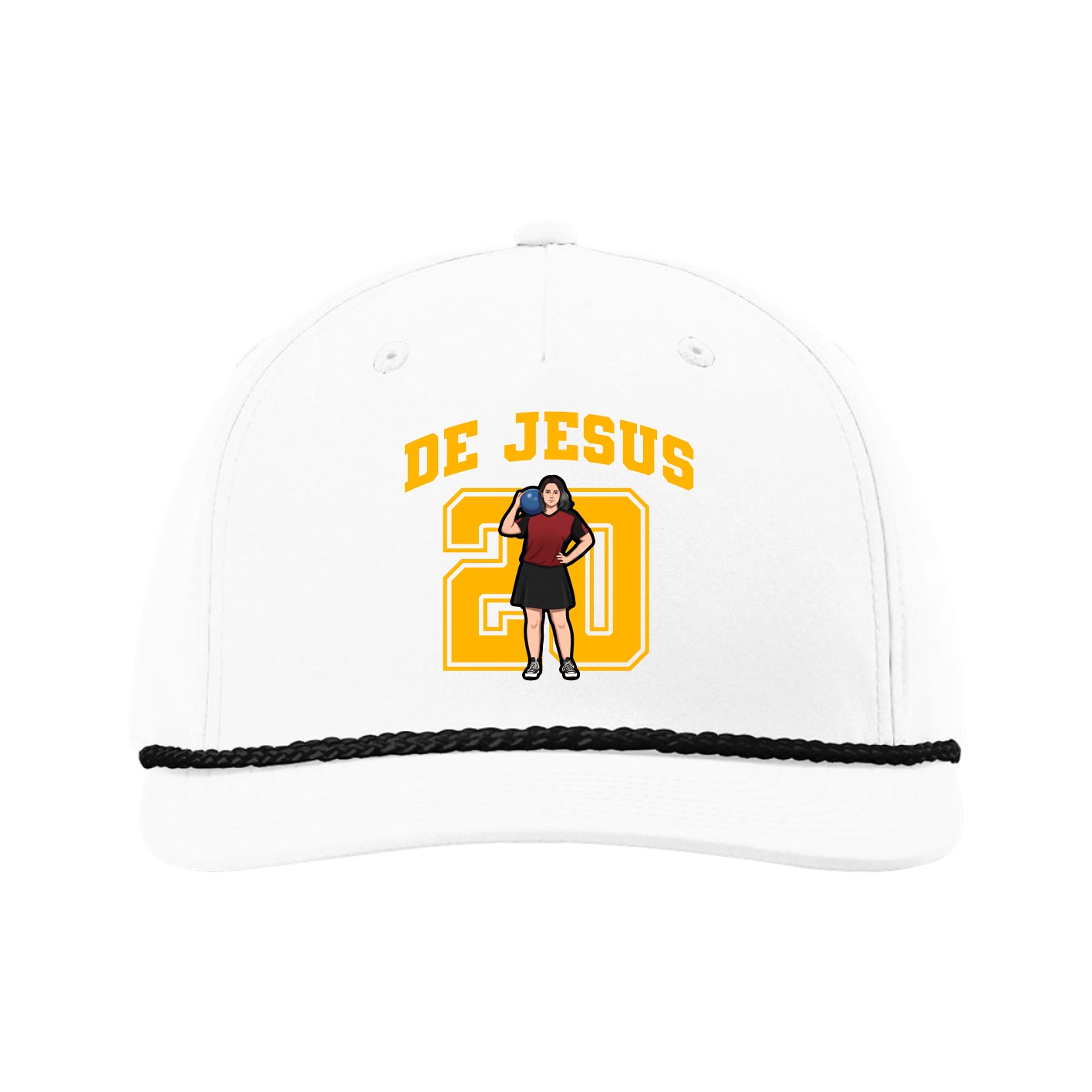 Five-Panel Classic Rope Cap — Number in White
