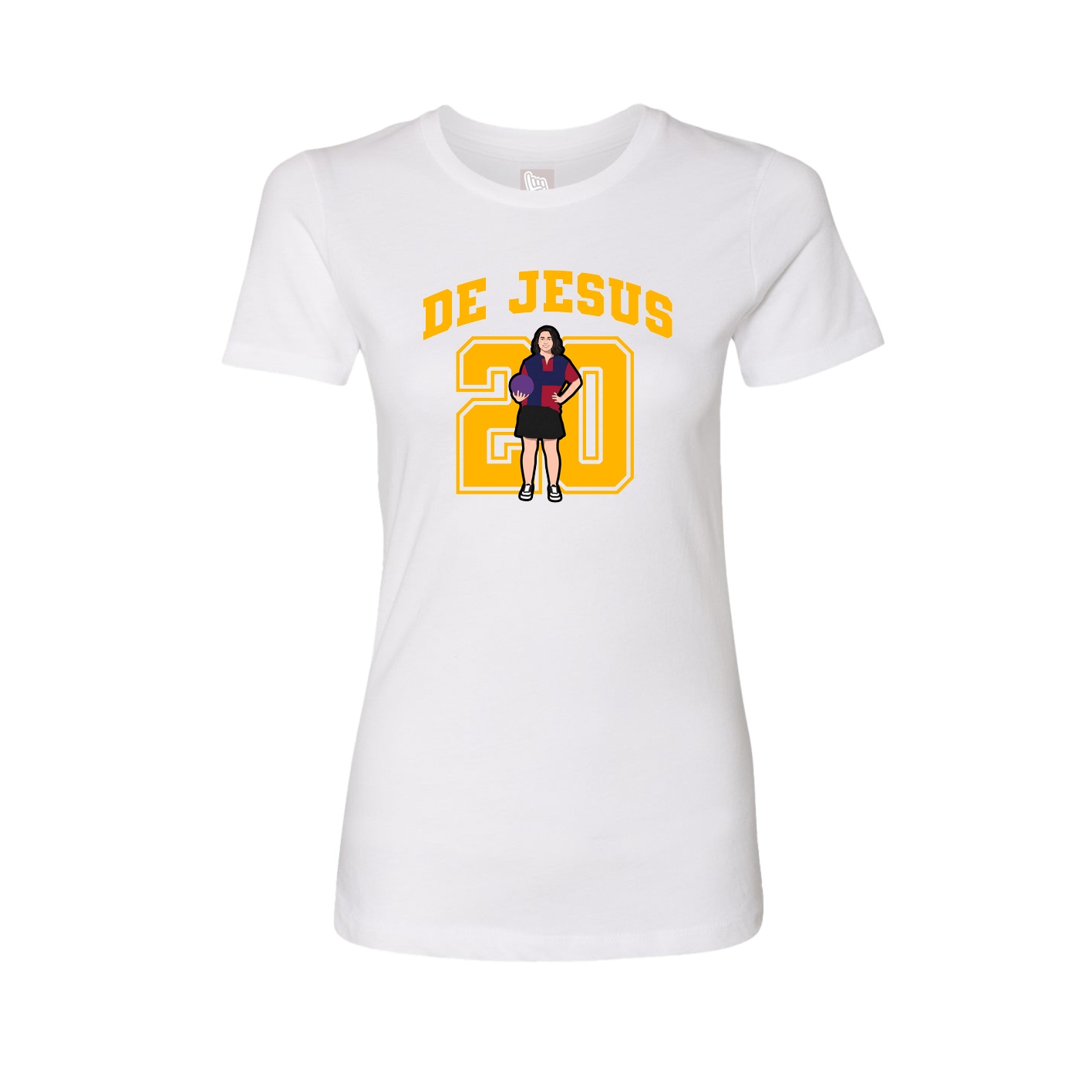 Fitted Women's Tee — Number in White