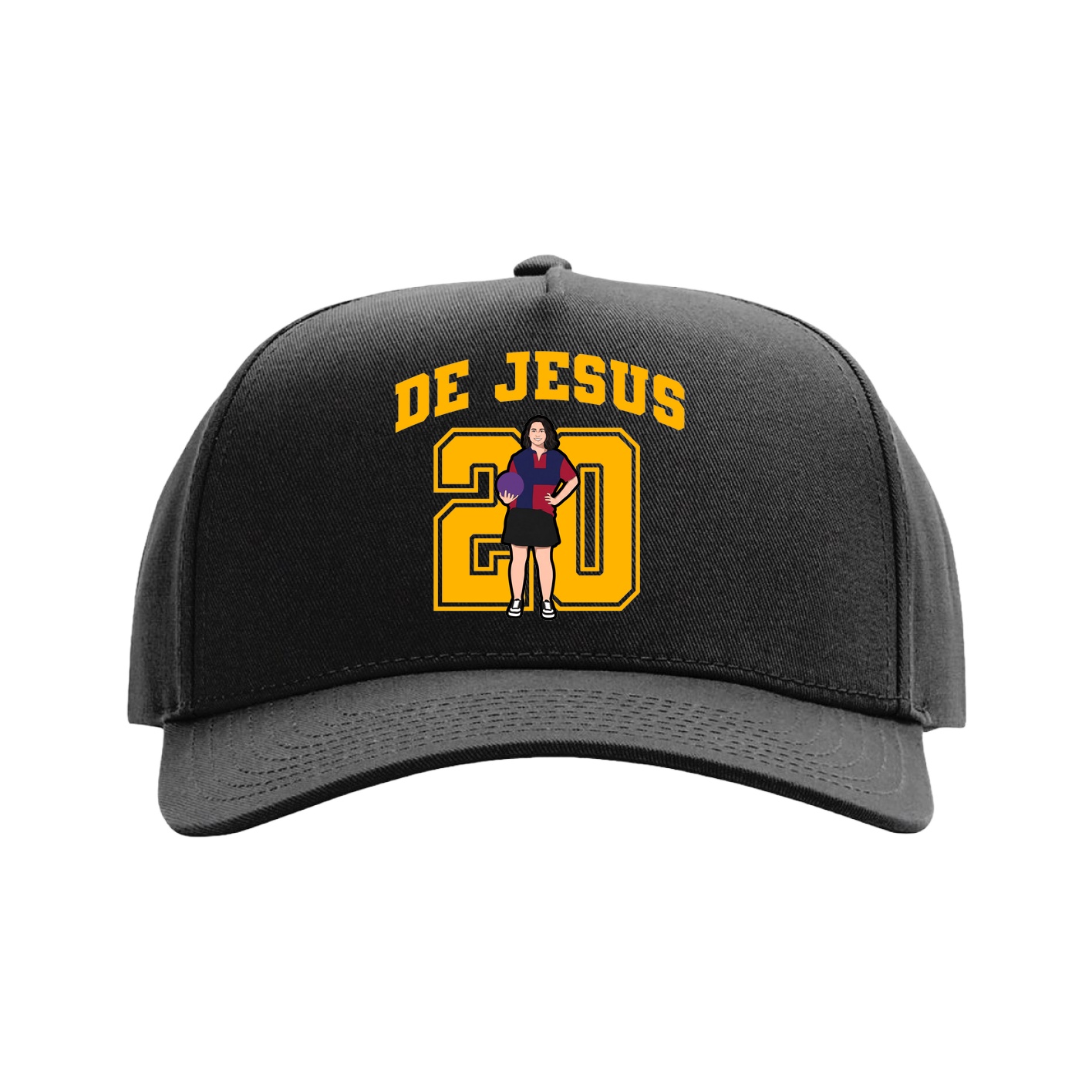Full Fabric Five-Panel Champ Cap — Number in Black